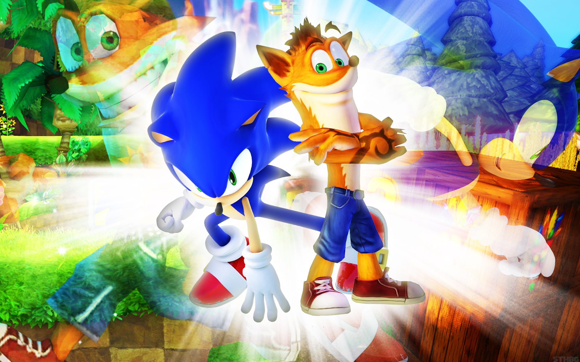 Crash Bandicoot, Sonic the Hedgehog, Sonic, 1080P, video games, Sega, HD Wallpaper