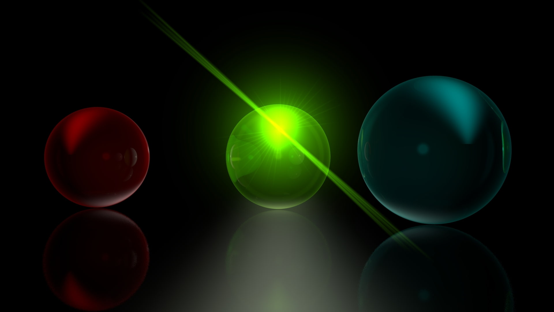 4d, spheres, d, blue, 1080P, balls, green, red, glowing, HD Wallpaper