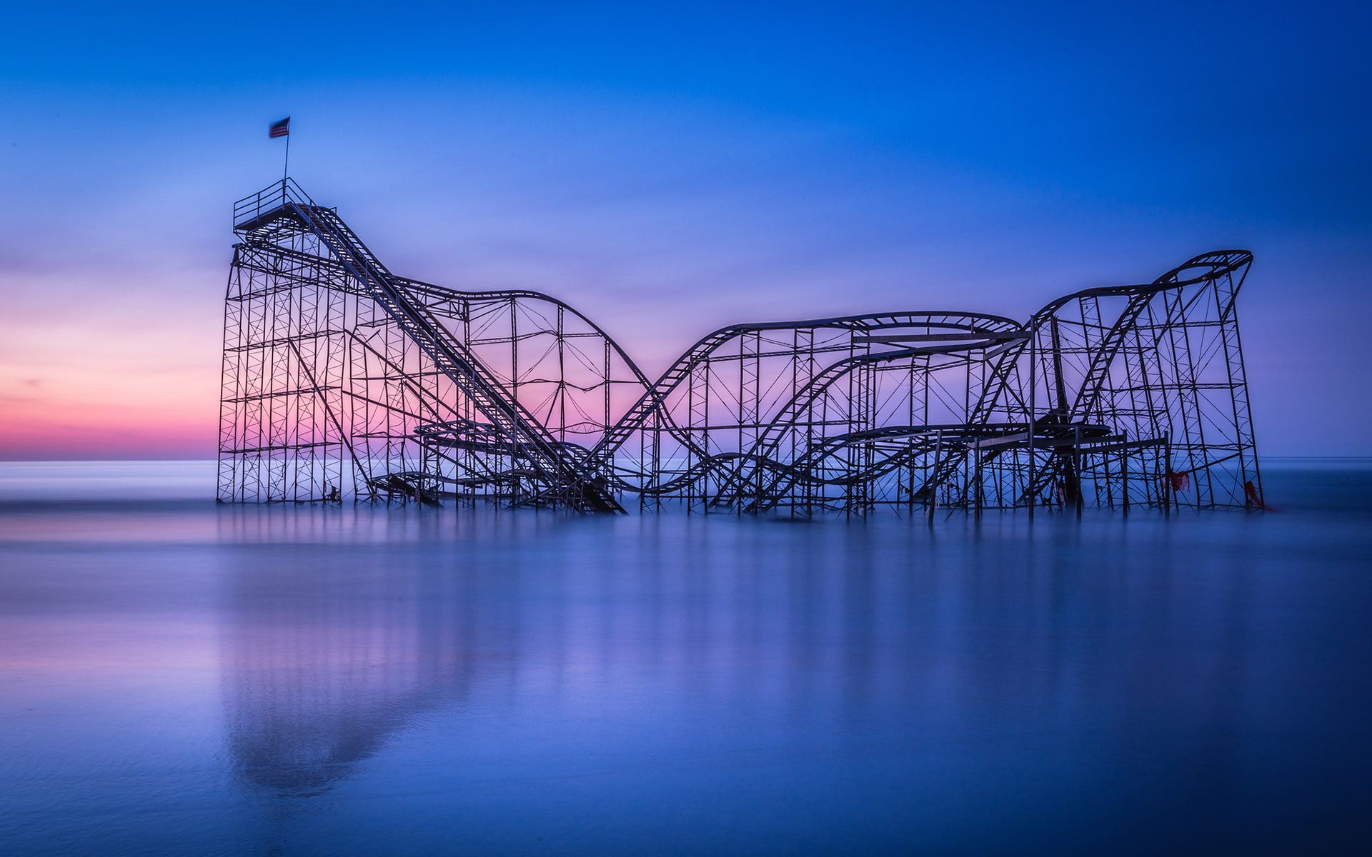 adventure, roller, ocean, amusement, sunset, coaster, rides, mood, 1080P, fun, park, HD Wallpaper