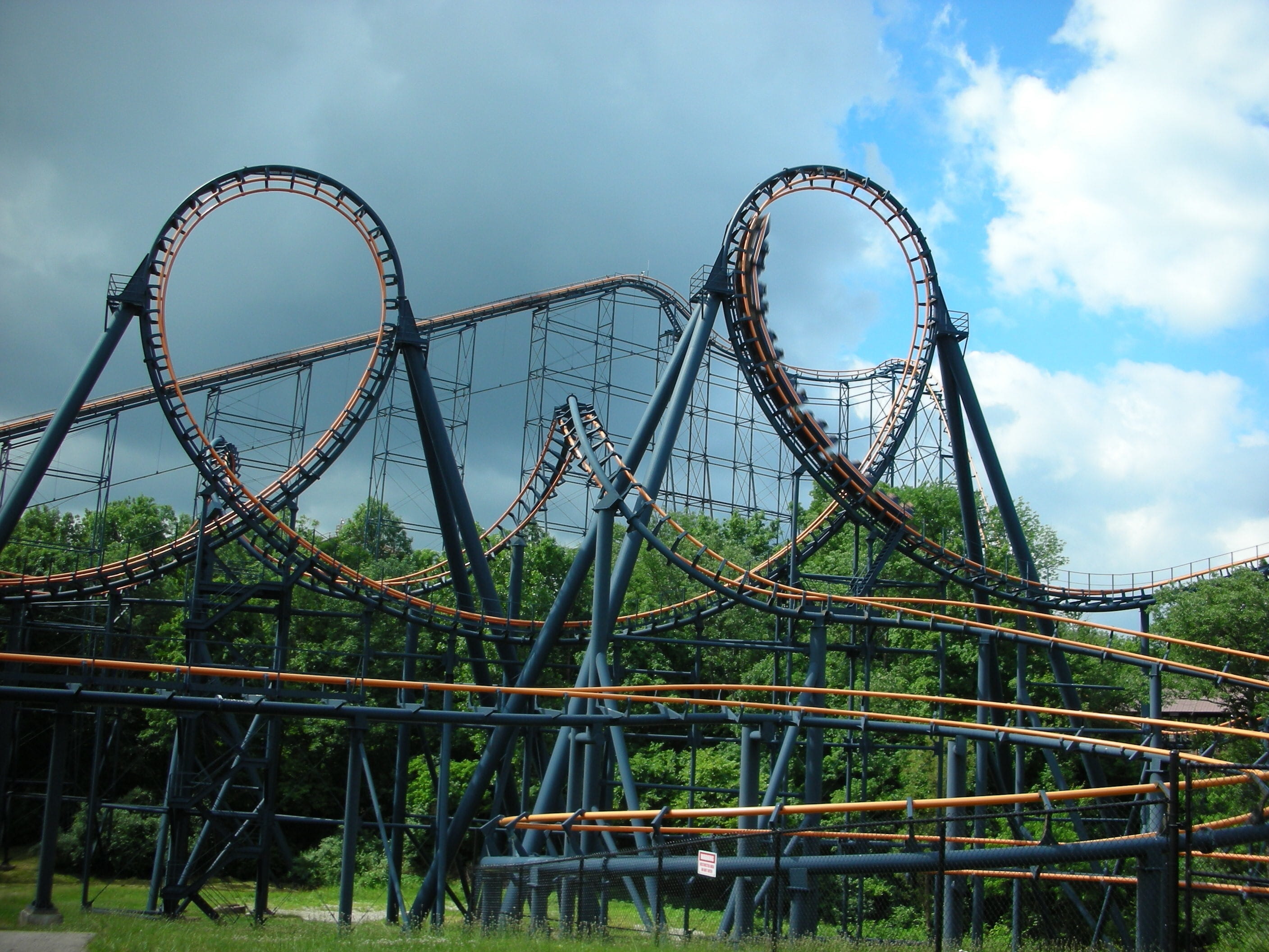 architecture, track, Roller Coaster, rusty, amusement, no people, thrill, excitement, adventure, travel, travel destinations, sky, abandoned, low angle view, HD Wallpaper