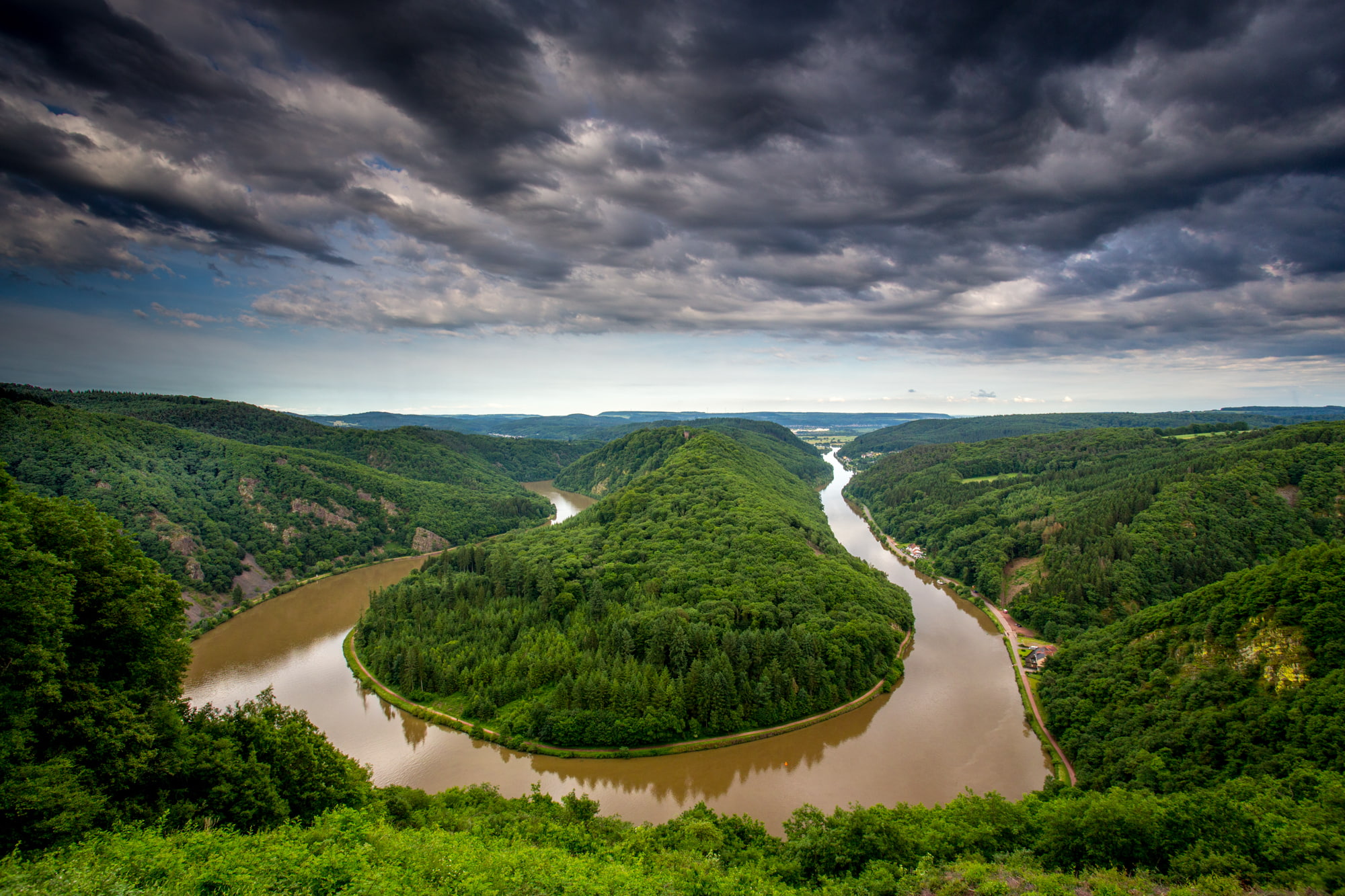travel, Germany, lake, meadow, beauty In Nature, 1080P, panoramic, clouds, no People, environment, outdoors, Saar loop, nature, summer, scenics - nature, HD Wallpaper