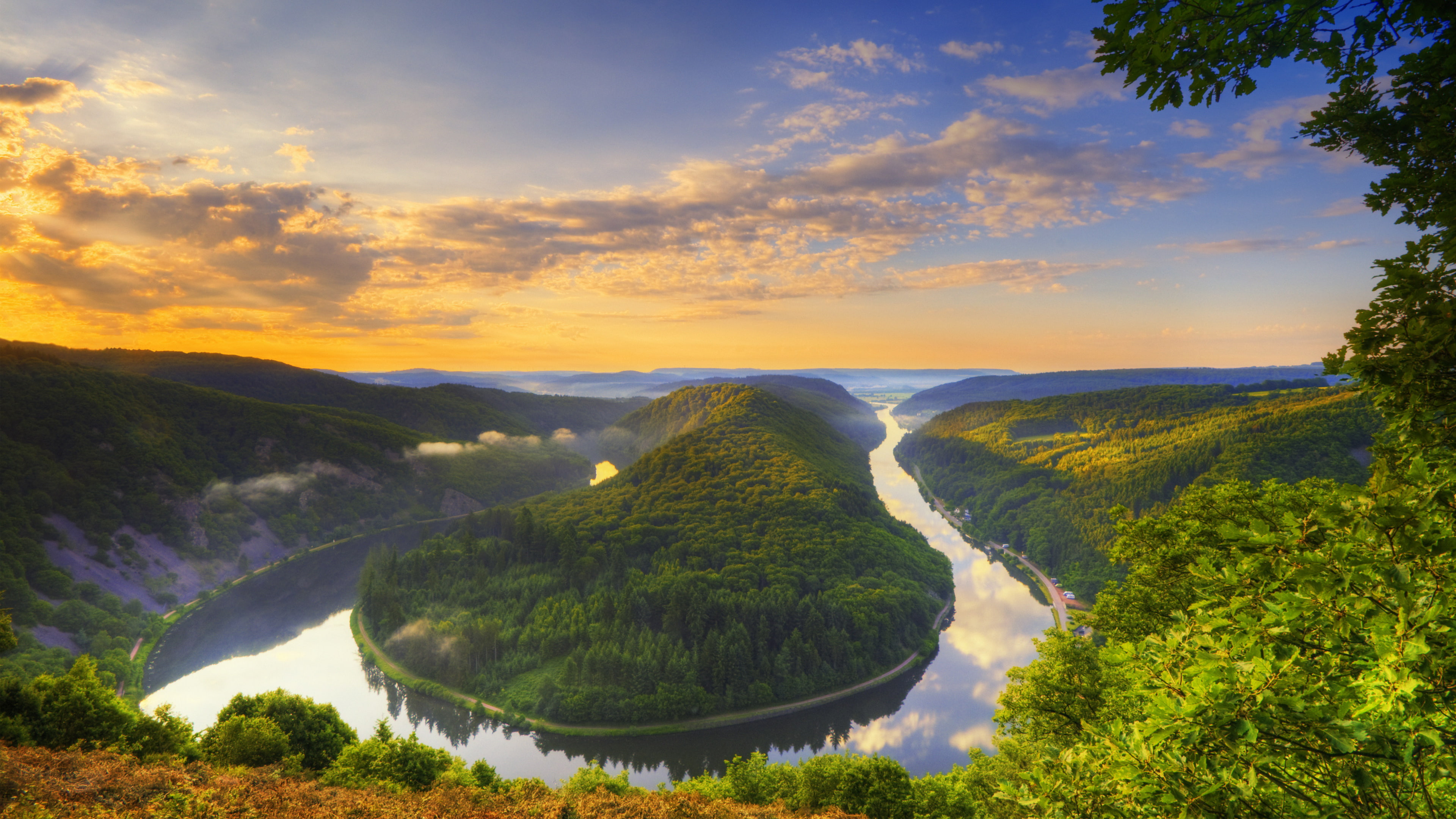 Saarschleife, 4K, Saar river bend, Germany, 4K, HD Wallpaper