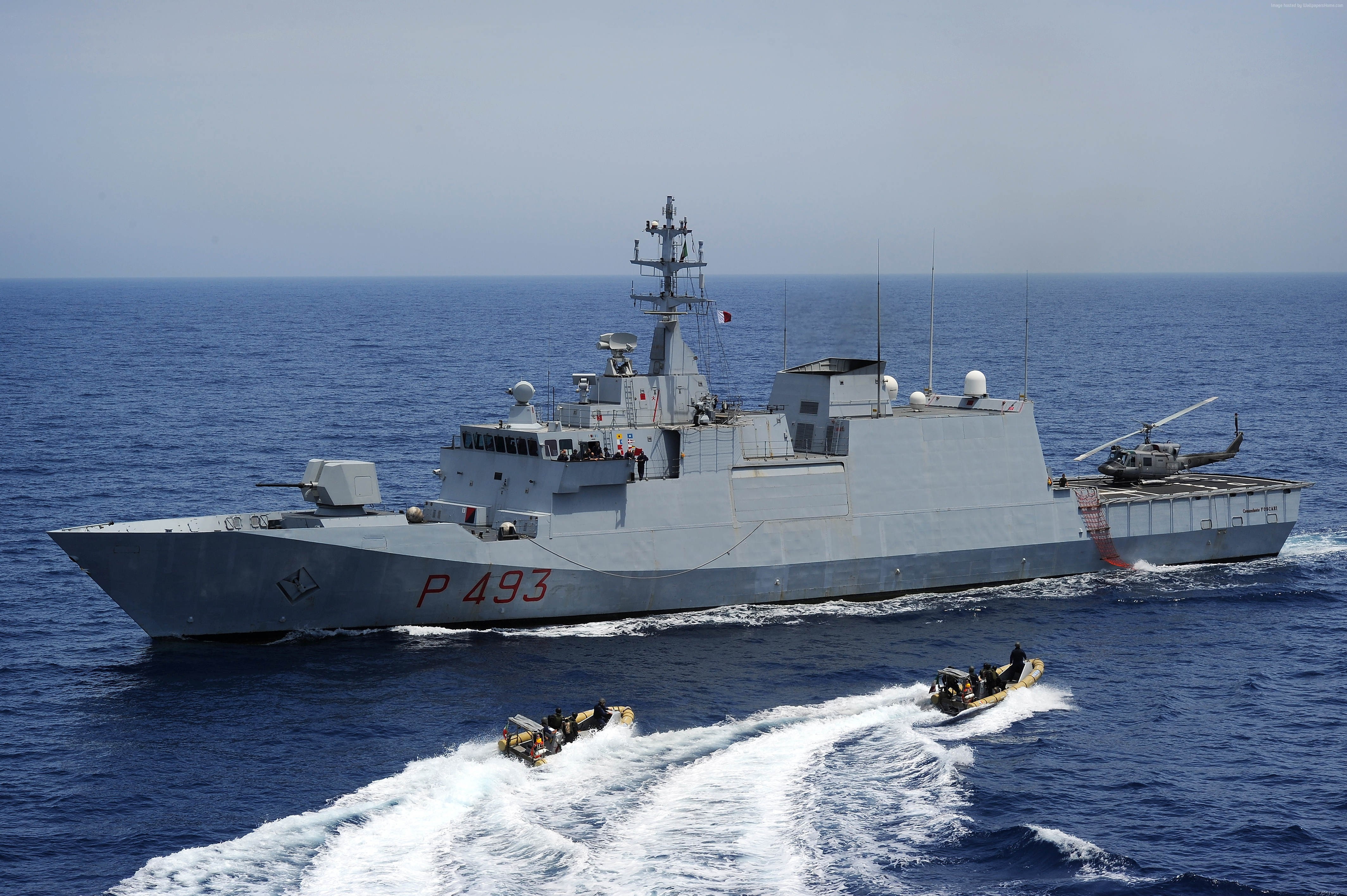 military ship, water, navy, Italian Navy, motion, outdoors, corvette, Saar, Comandante Foscari, mode of transportation, Germany, 4K, military training, HD Wallpaper