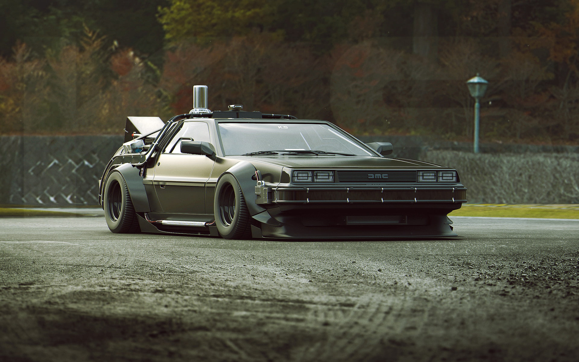 artwork, Khyzyl Saleem, 1080P, Back To The Future, render, DMC DeLorean, 3d, HD Wallpaper