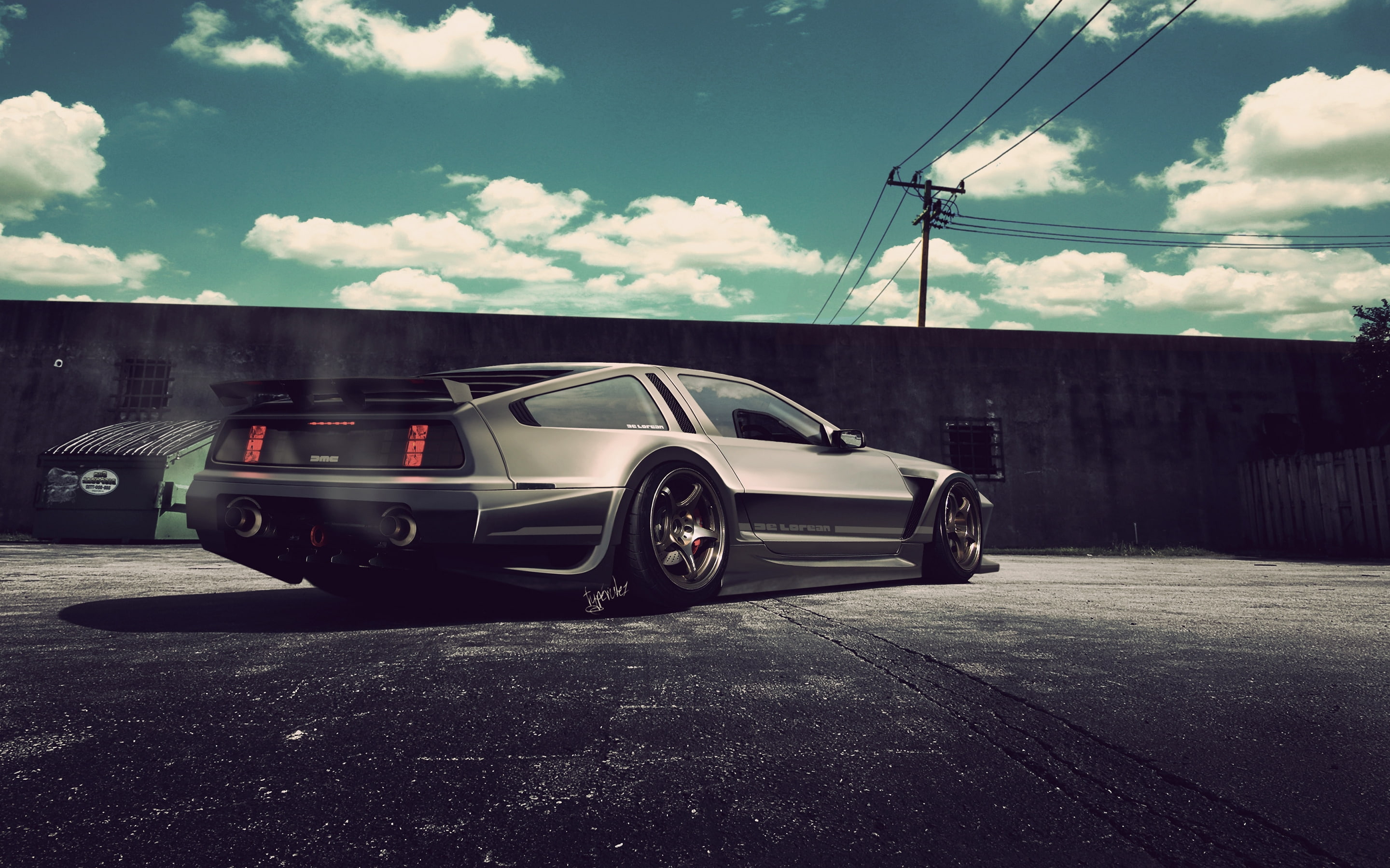 gorgeous, dmc, 2K, luxury, delorean, black, coupe, HD Wallpaper