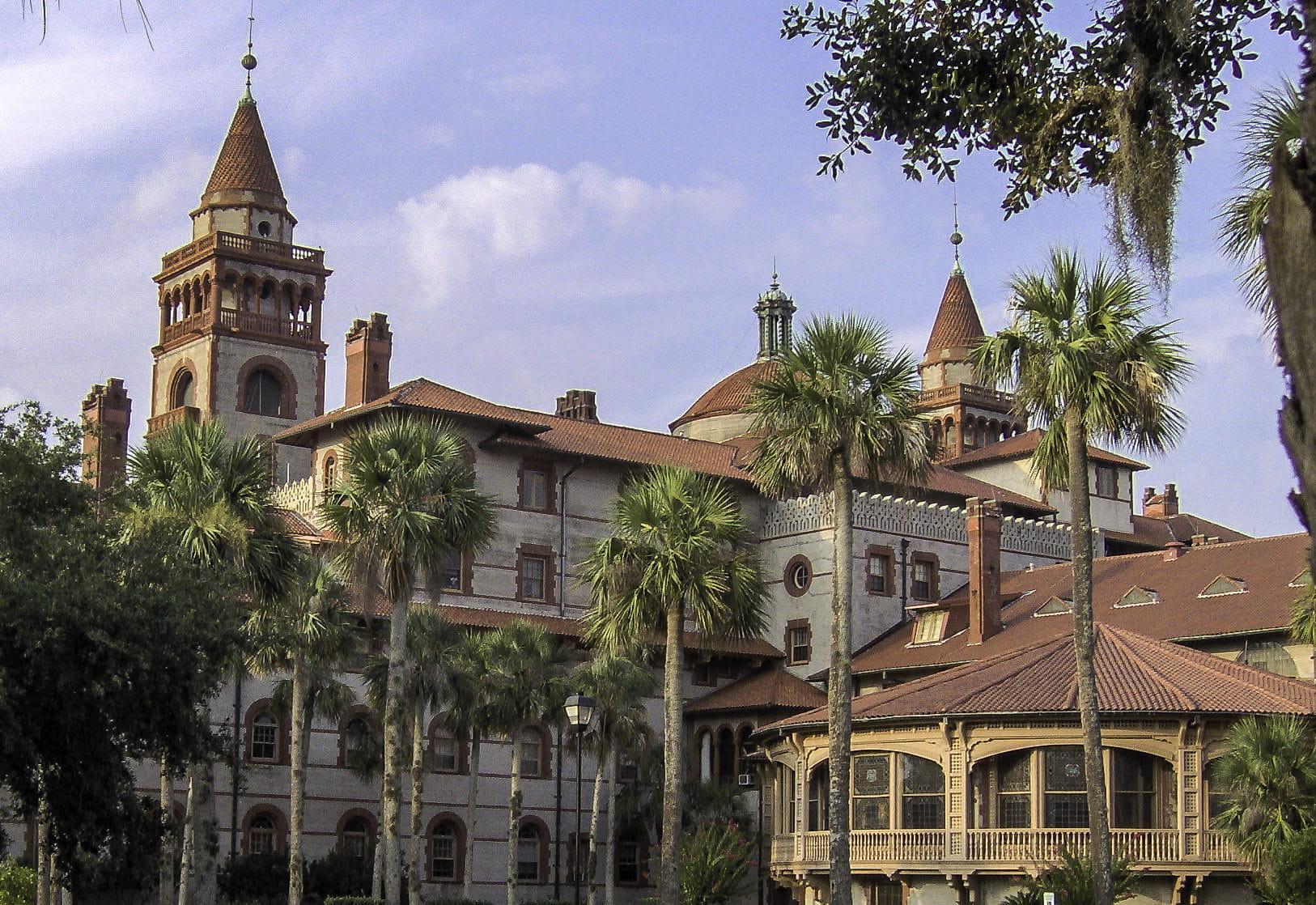 building Exterior, nature, church, spirituality, buildings, education, tower, palm Tree, place of worship, plant, belief, cloud - sky, house, St. Augustine, HD Wallpaper