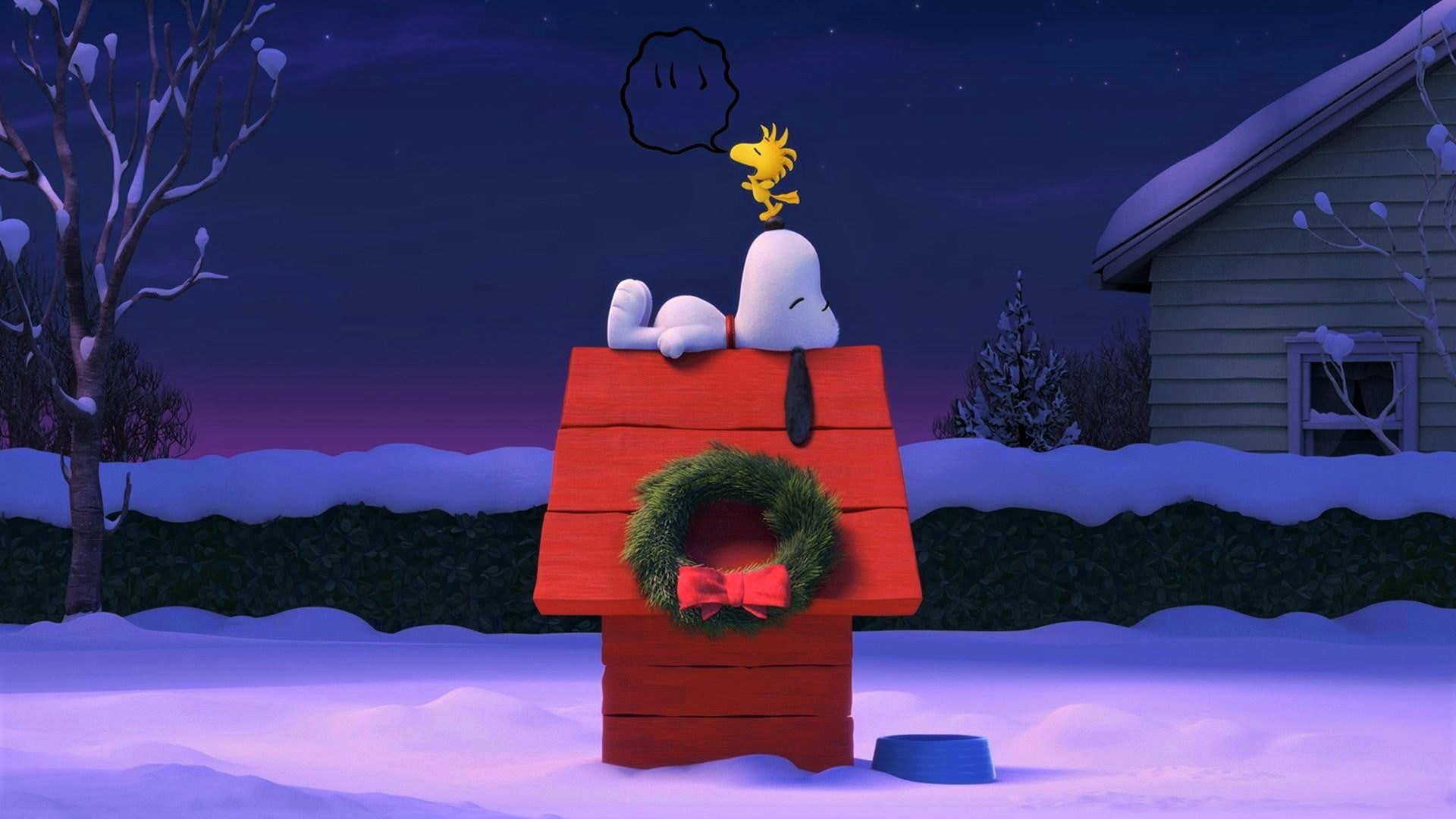 christmas, show, sleeping, winter, snoopy, wreath, 1080P, HD Wallpaper