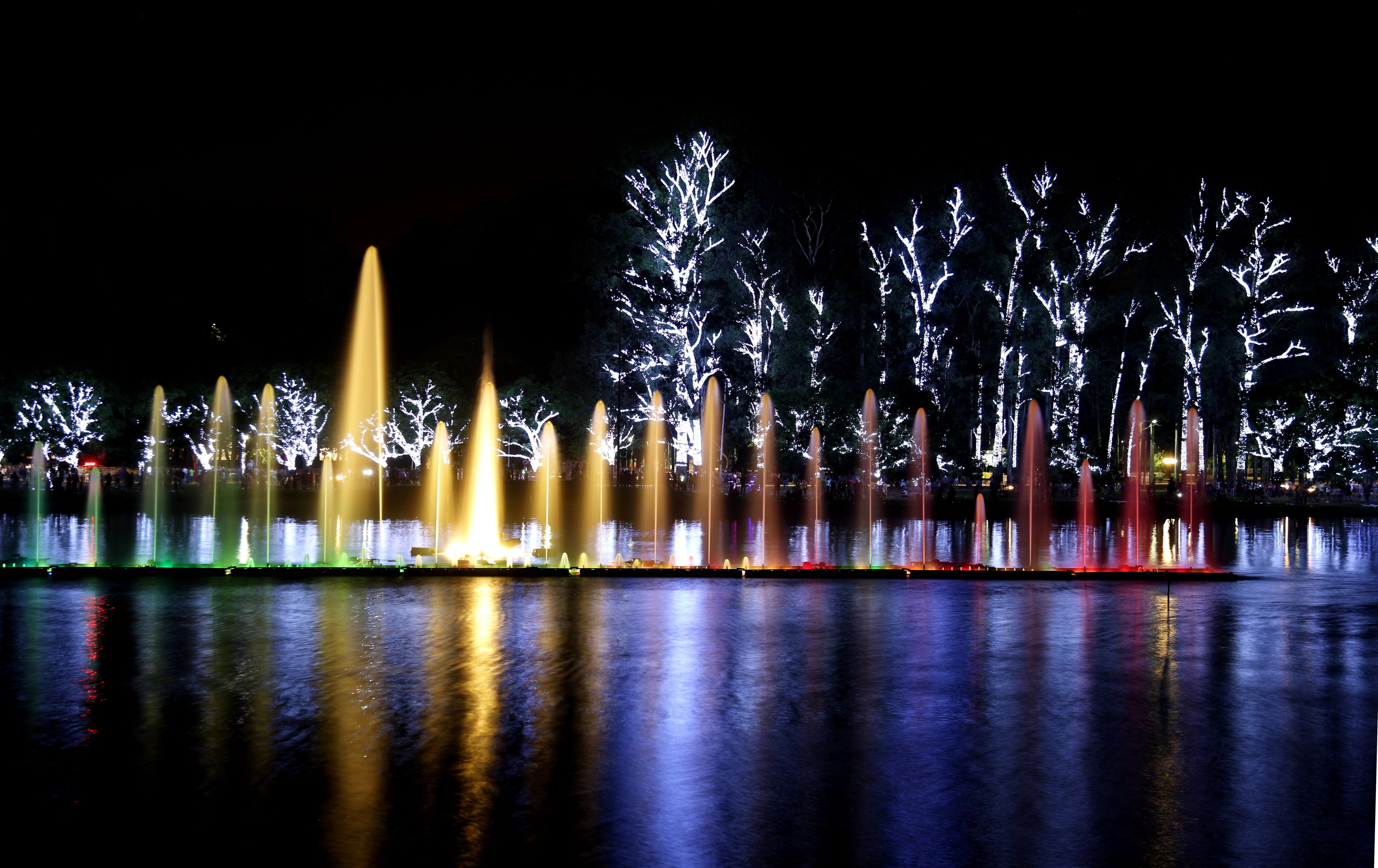 são paulo, travel destinations, water, city night, night vision, color, lake, urban, colorful, sky, 5K, building exterior, waterfront, spectacle, dark, HD Wallpaper