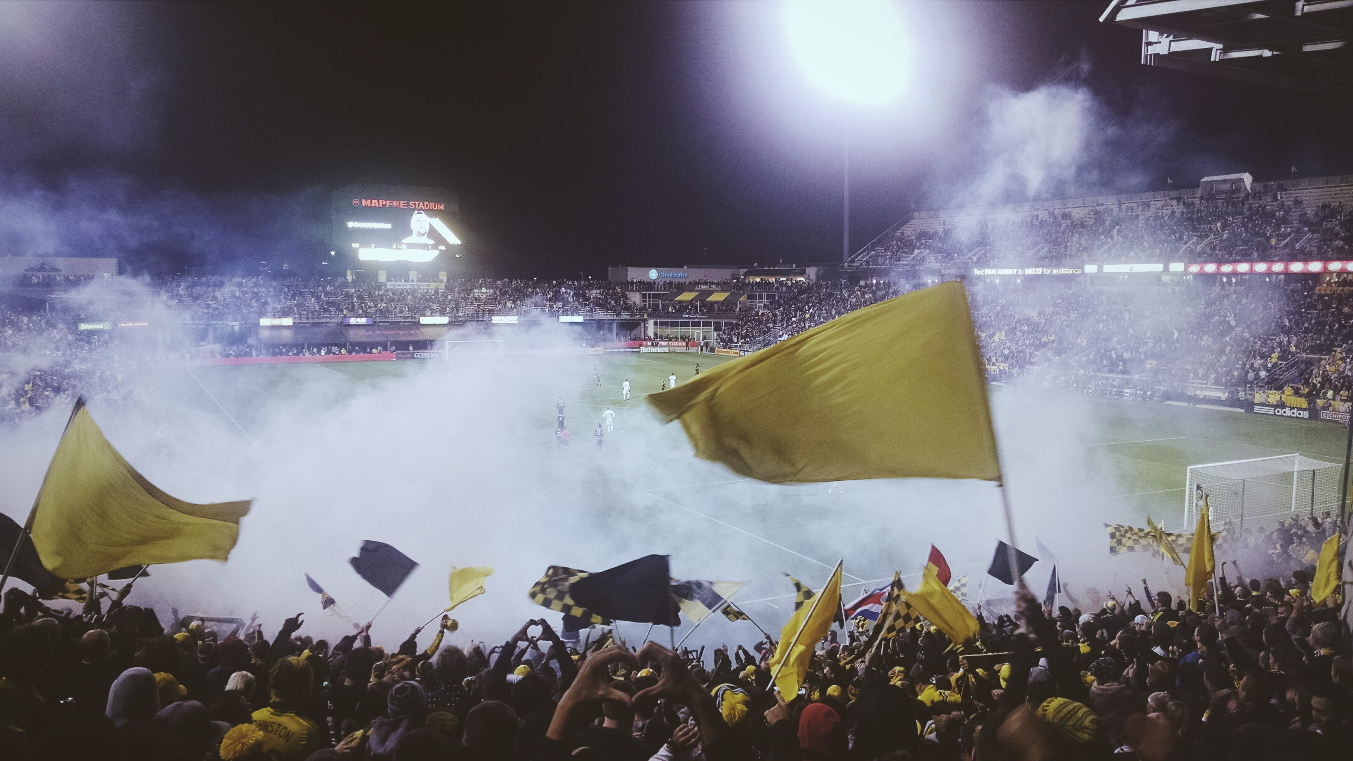 spectator, cheering, yellow, soccer, flag, hooligans, excitement, 4K, field, enjoyment, arts culture and entertainment, stage, protest, event, togetherness, HD Wallpaper