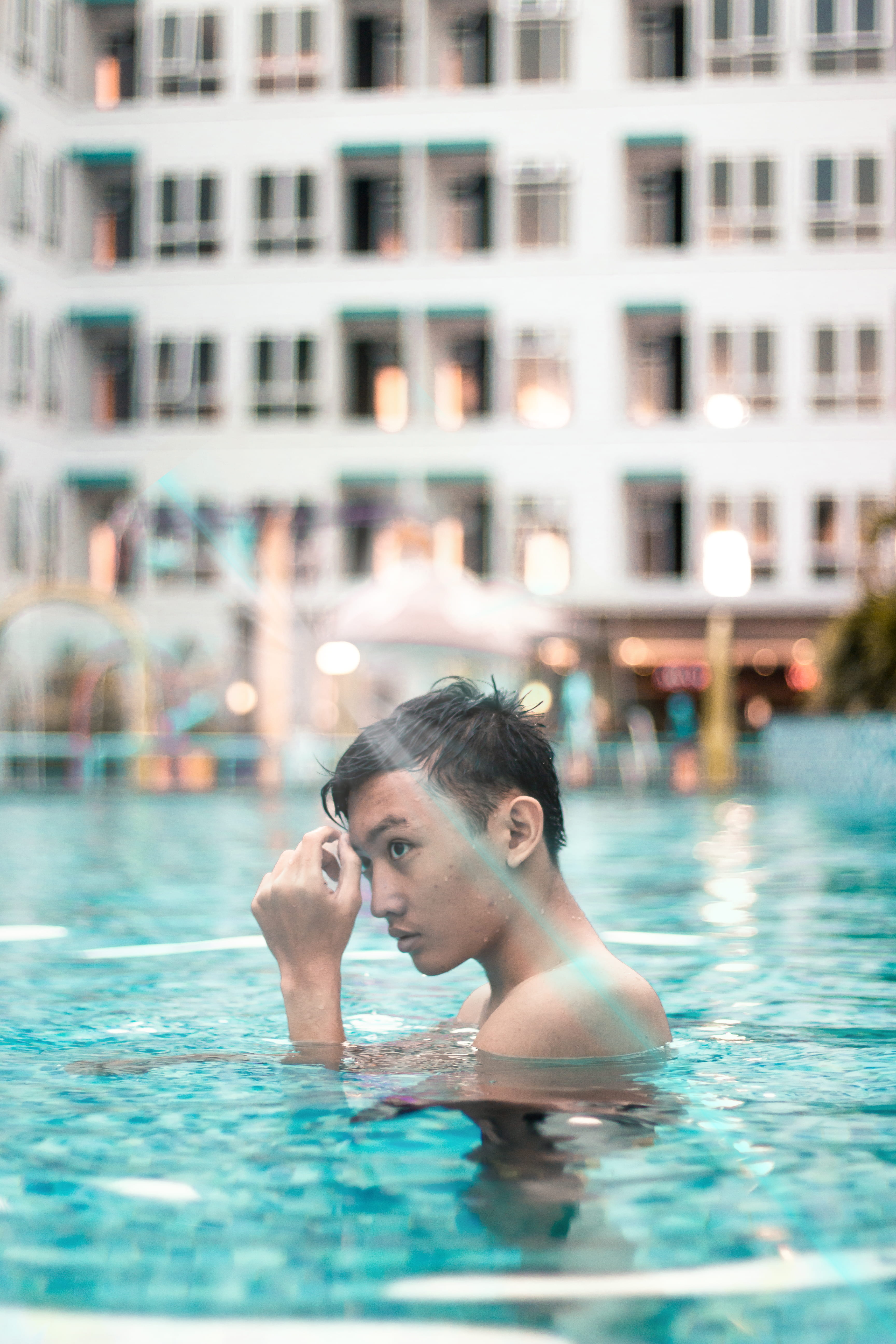 submerged, water, women, holiday, bokeh, 5K, swimming, portrait, swim, one person, young adult, vacation, swimming pool, lifestyles, wet, photo, day, hotel, Phone HD Wallpaper