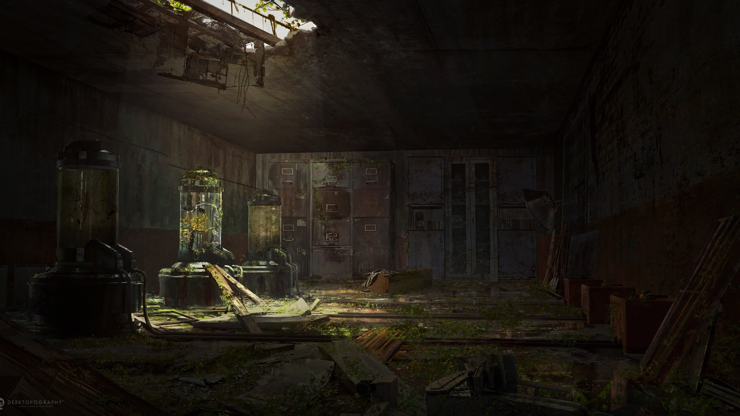 deterioration, decline, dirty, messy, obsolete, old, 2K, nature, therapy, built structure, CGI, machine, indoors, building, water, reconquer, HD Wallpaper