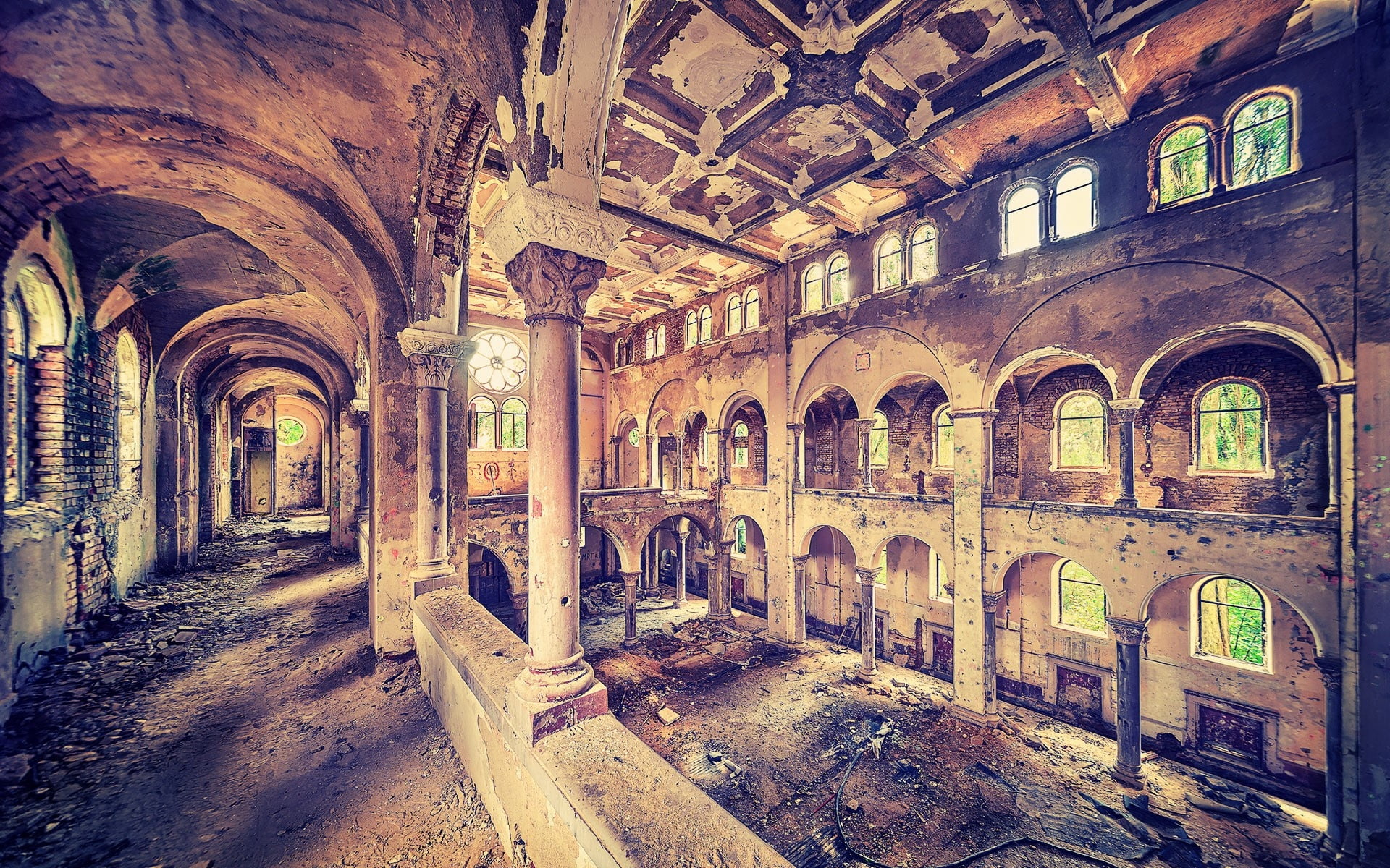 architecture, spooky, ruined, urban Scene, decline, dark, retro Styled, dirty, window, antique, architectural column, the Past, hdr, outdoors, old-fashioned, HD Wallpaper