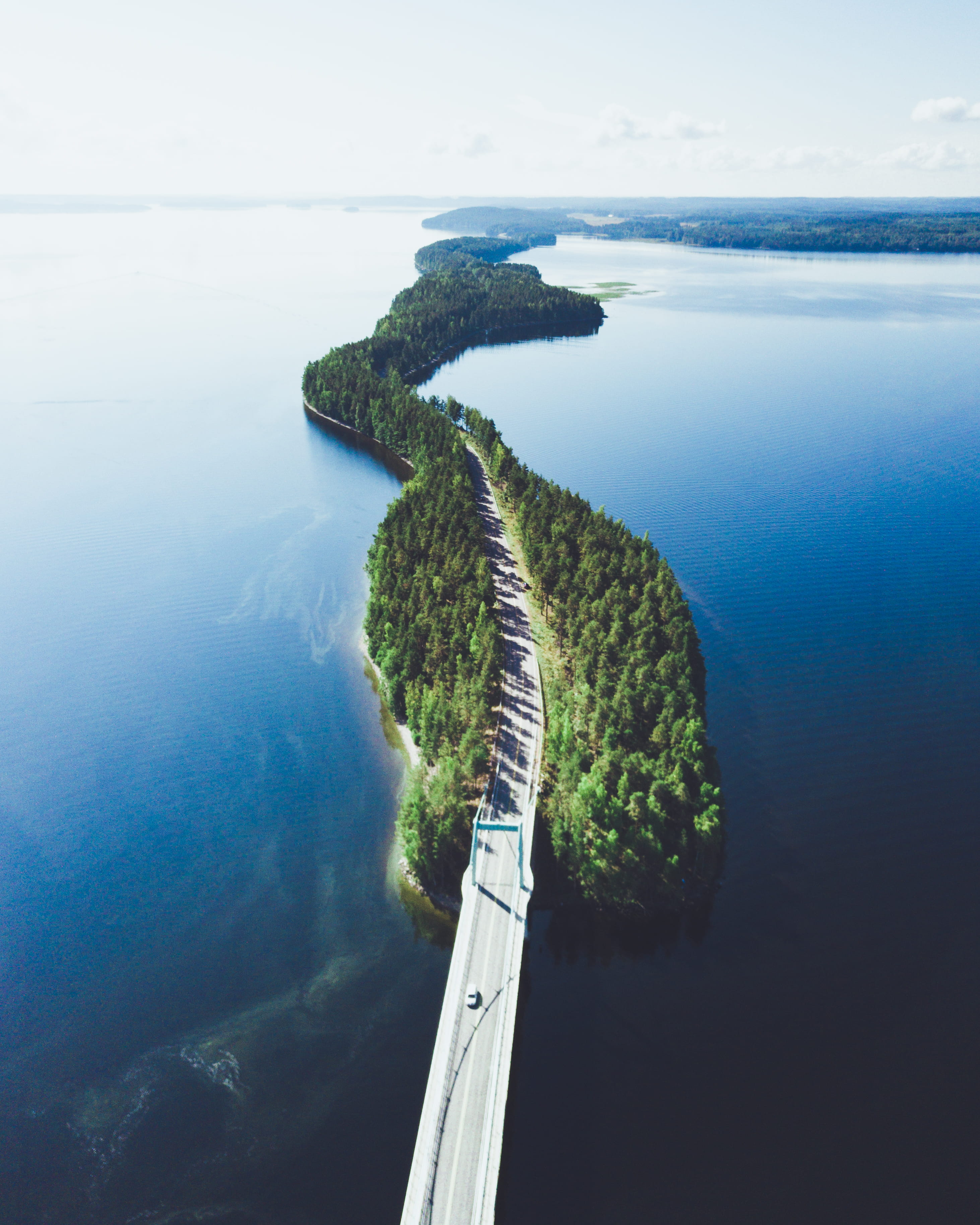 road, summer, high Angle View, beauty In Nature, journey, outdoors, transportation, sky, river, island, photography, aerial View, bridge - Man Made Structure, Phone HD Wallpaper