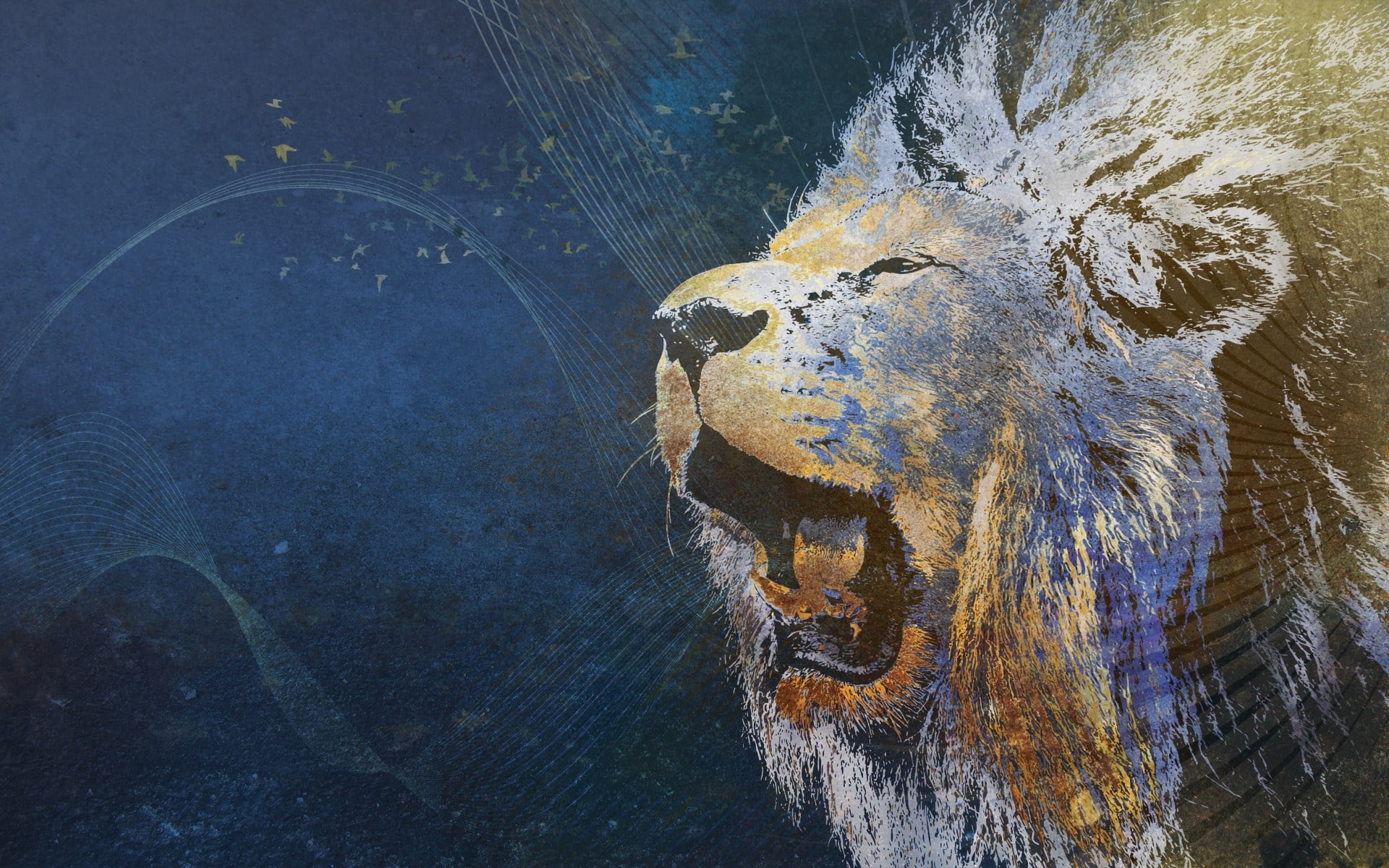 no people, backgrounds, grin, background, mammal, animal representation, nature, illustration, human Face, lion - feline, one animal, lake, reflection, HD Wallpaper