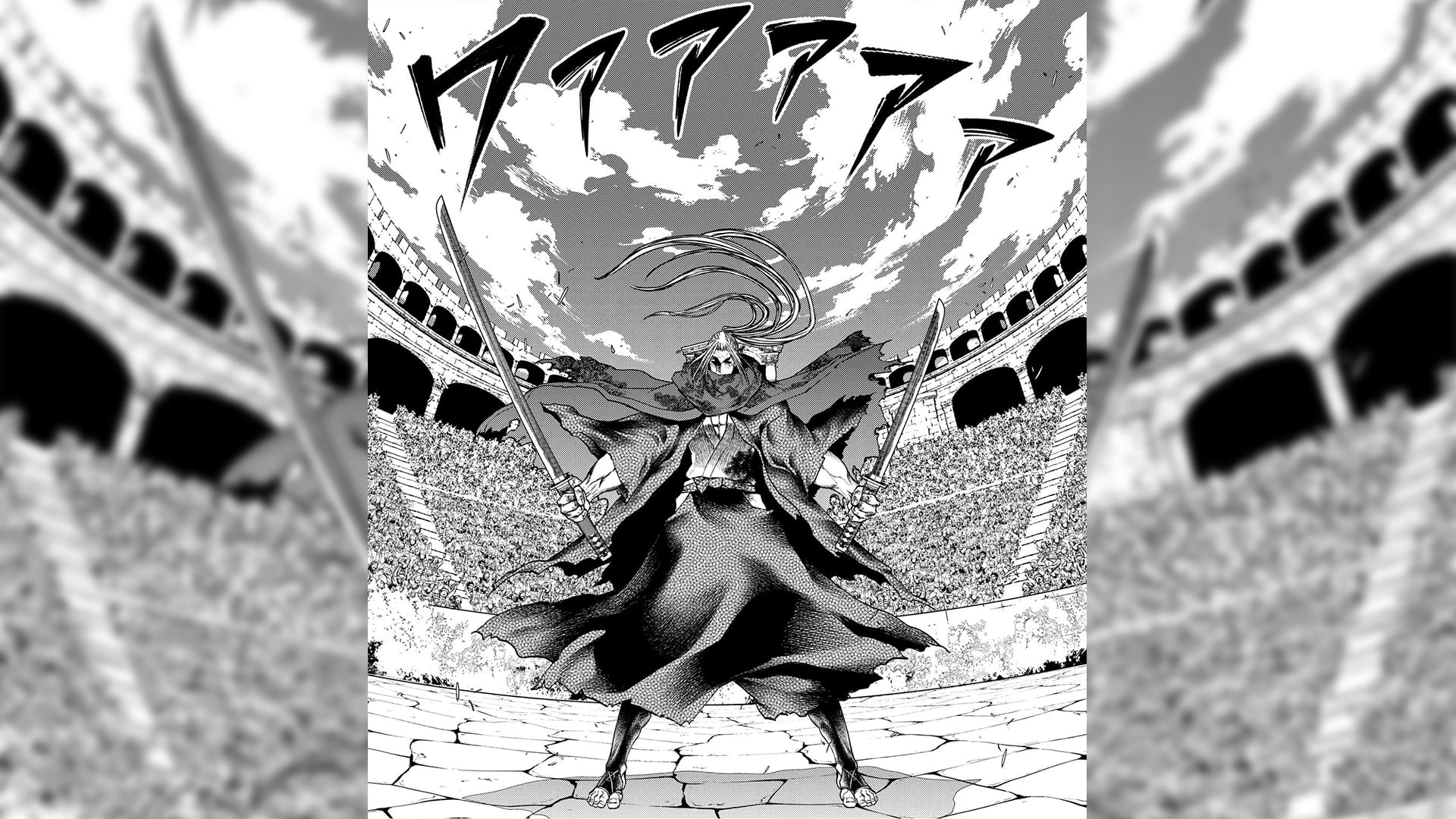 blurred, monochrome, Sasaki kojiro, Shūmatsu no Valkyrie, record of ragnarok, Sasaki koujiro, manga, 1080P, HD Wallpaper