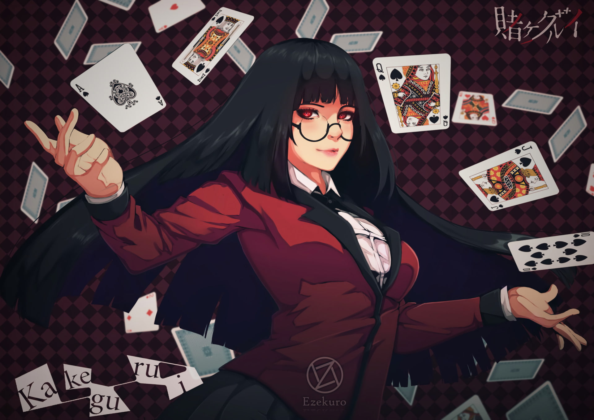 Kakegurui, Yumeko Jabami, 1080P, Anime, HD Wallpaper
