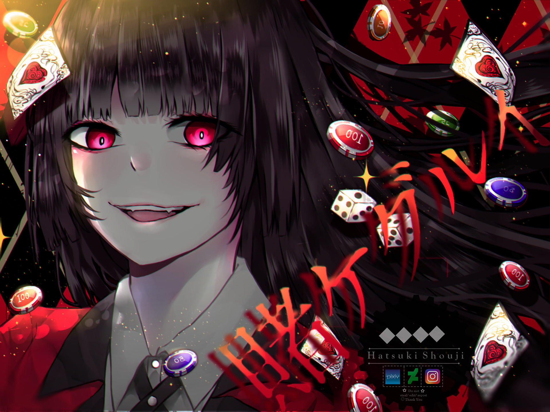 celebration, still life, large group of objects, decoration, disguise, anime girls, art and craft, close-up, red, Jabami Yumeko, creativity, no people, HD Wallpaper