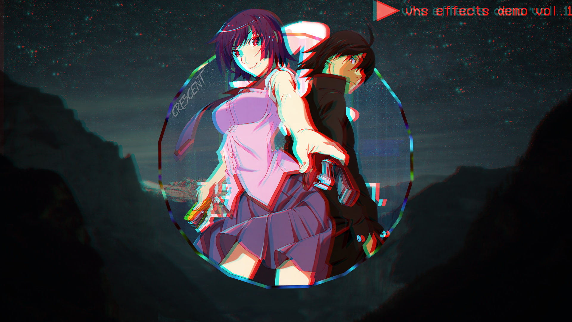 leisure activity, nature, women, nightlife, Monogatari Series, illuminated, friendship, Araragi Koyomi, lifestyles, emotion, people, enjoyment, young adult, HD Wallpaper