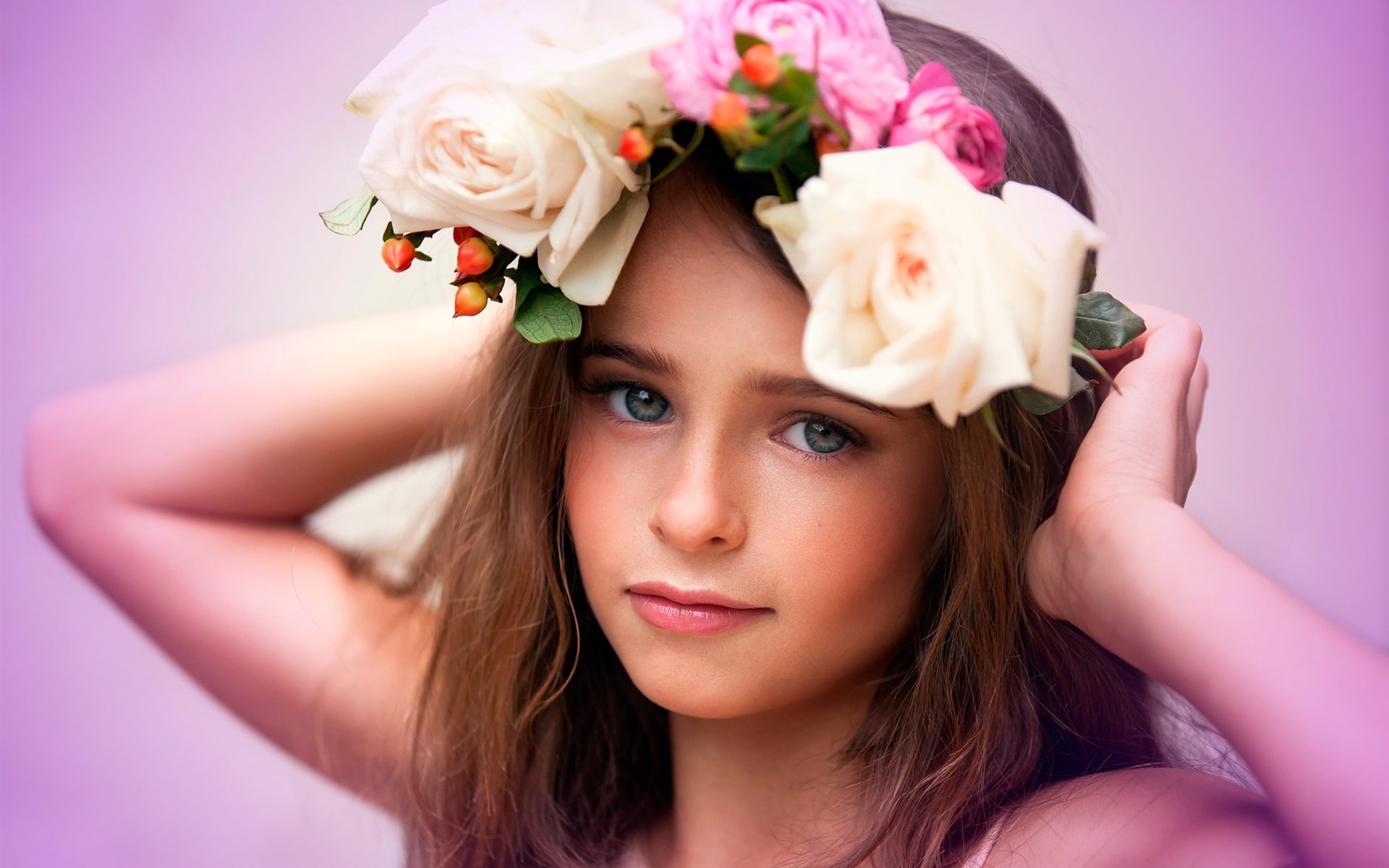 Girl, Beautiful, 1080P, Flowers, Child, Wreath, HD Wallpaper