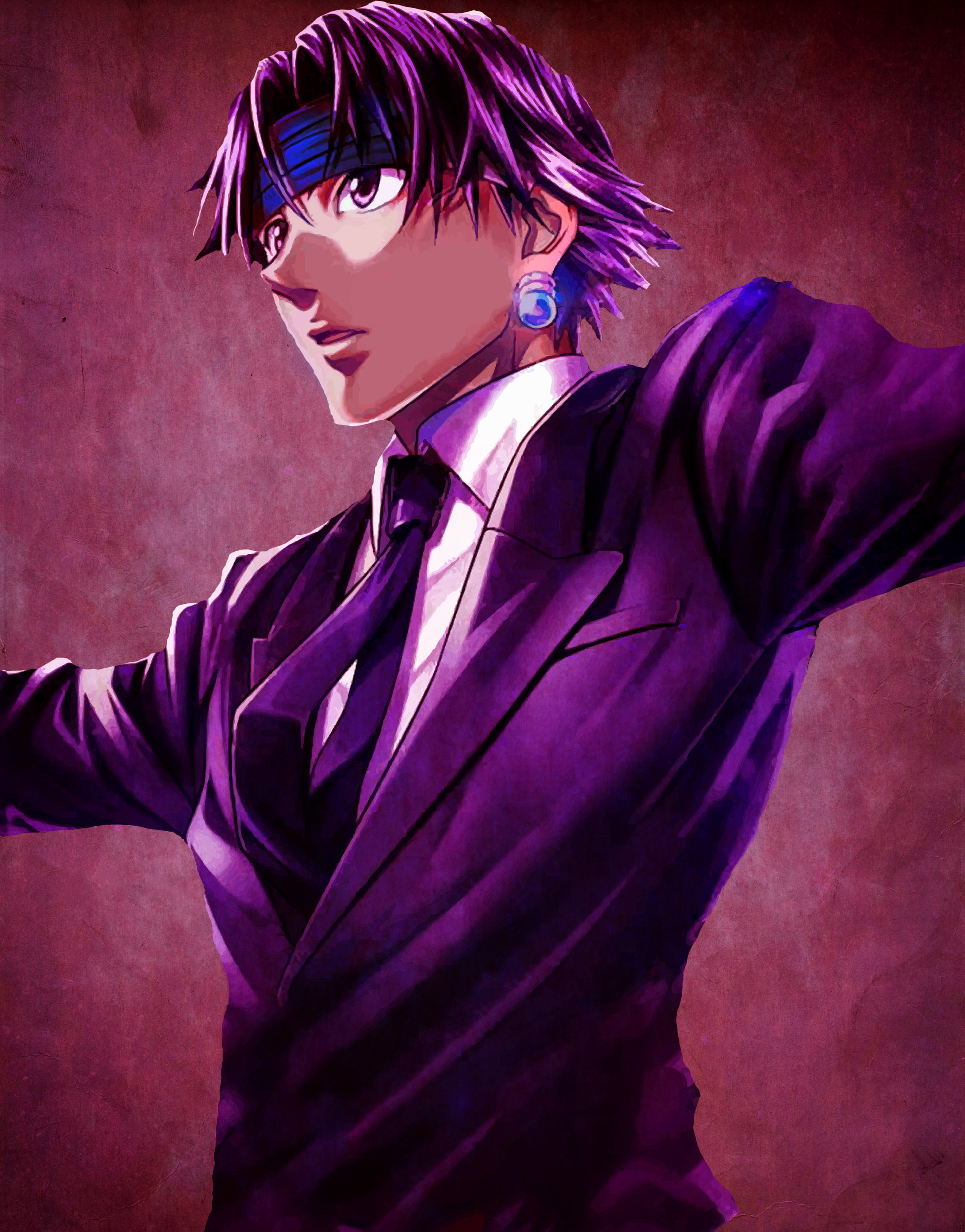 tie, anime boys, anime, 2K, purple hair, Hunter x Hunter, Phone HD Wallpaper