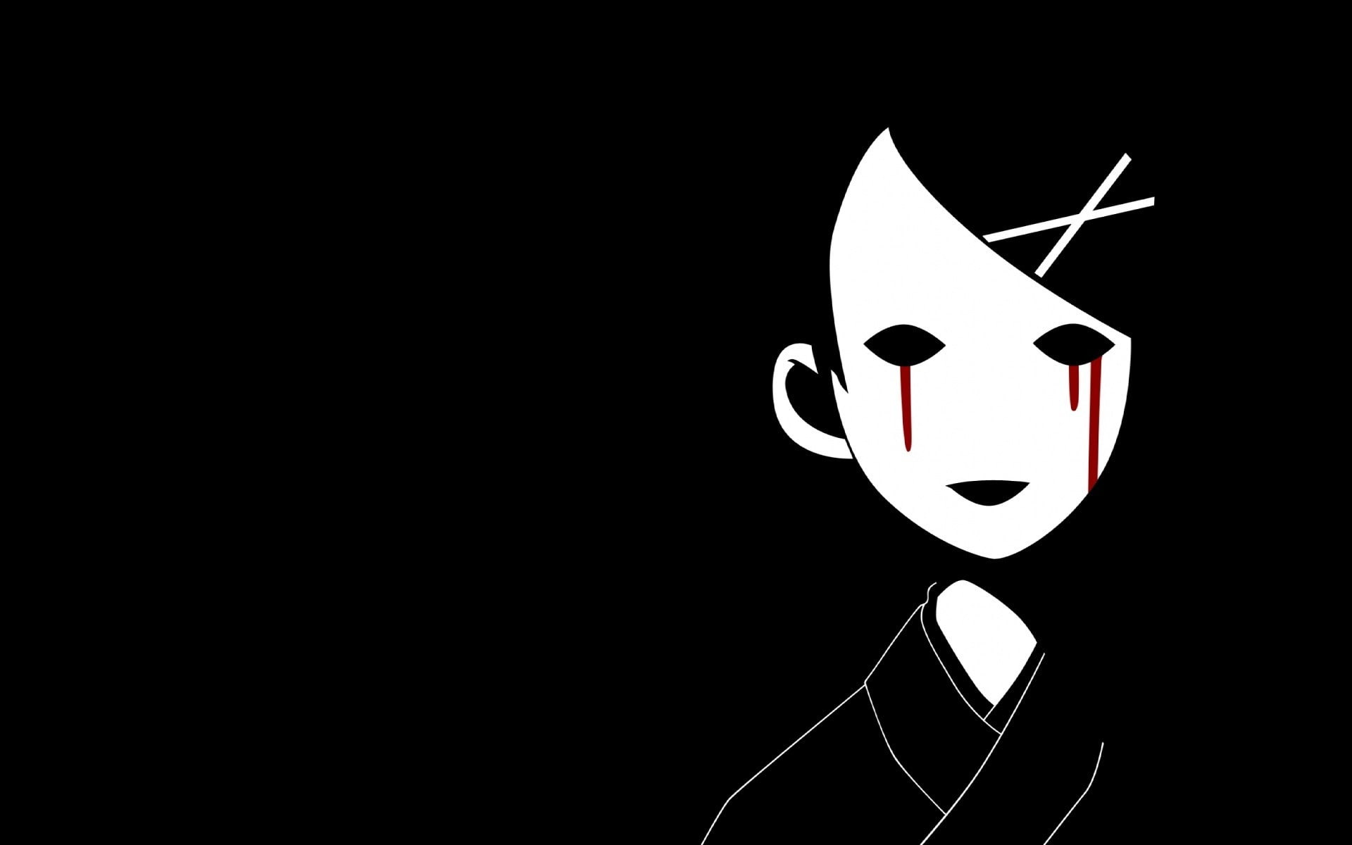mask - Disguise, craft, men, black Color, illustration, isolated, no people, black Background, art and craft, mask, single object, kimono, still life, symbol, HD Wallpaper