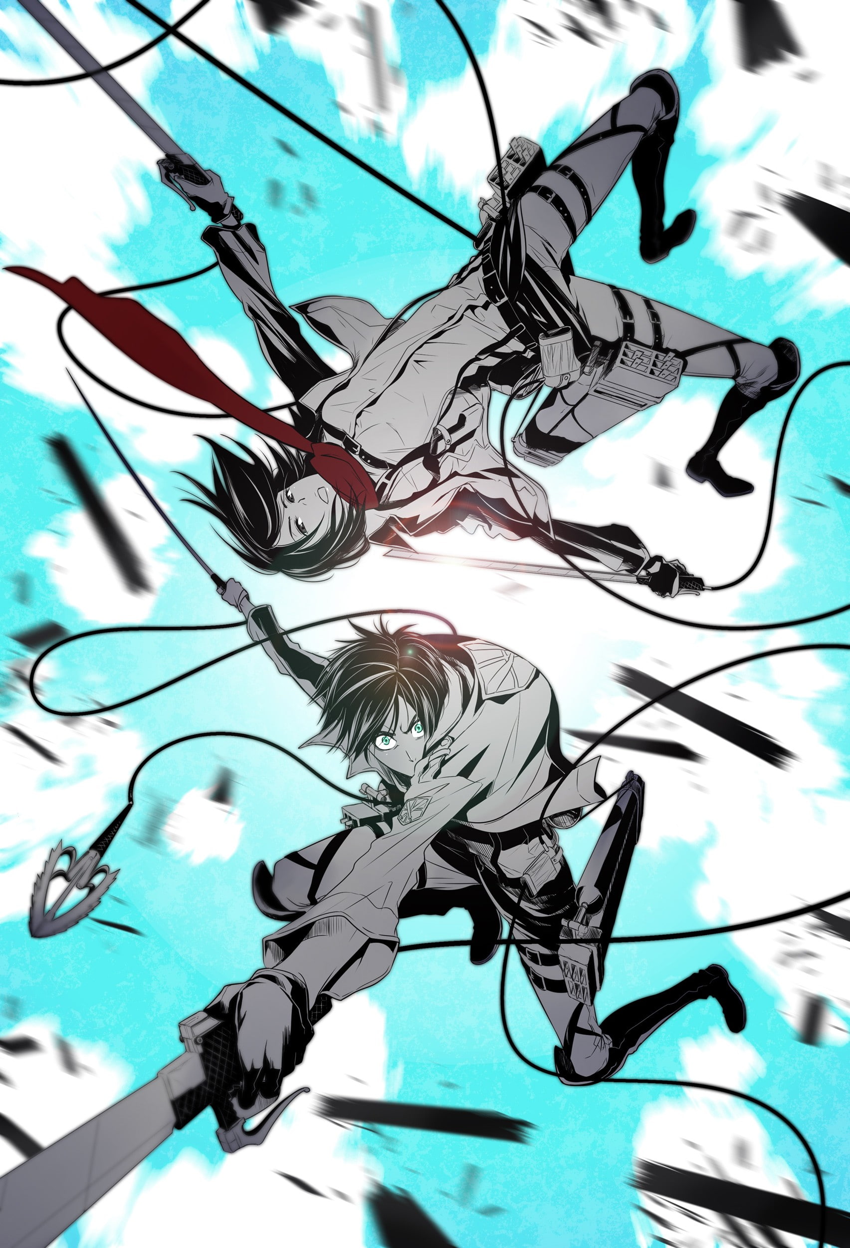 1080P, anime, boys, mikasa, kyojin, eren, ackerman, shingeki, jaeger, girls, Phone HD Wallpaper