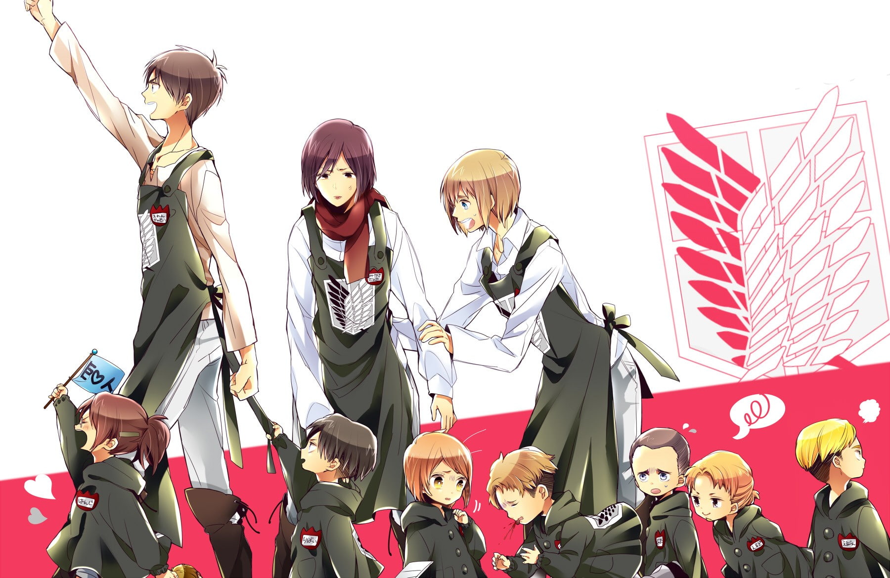bossard, shingeki, hange, anime, jaeger, 720P, girls, petra, ackerman, erwin, ral, gunter, schulz, gin, mikasa, rivaille, armin, smith, arlert, kyojin, HD Wallpaper