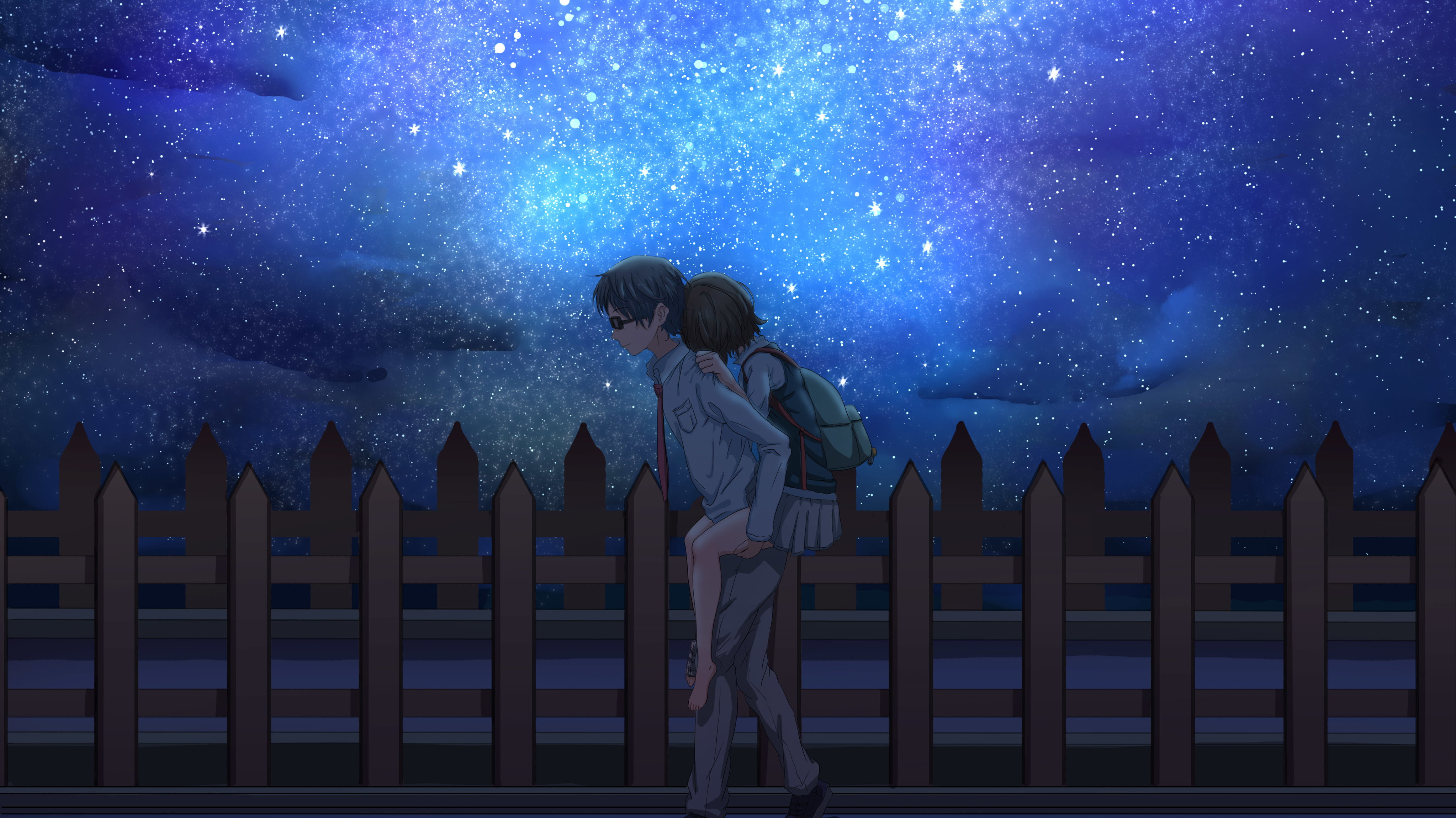 Kousei Arima, Anime, Tsubaki Sawabe, Your Lie in April, 4K, HD Wallpaper