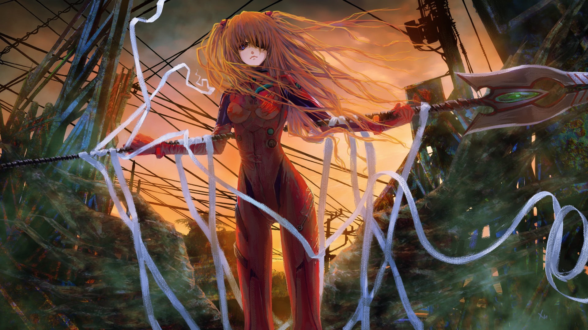 anime girls, langley, anime, genesis, girls, neon genesis evangelion, asuka langley soryu, soryu, neon, plugsuit, asuka, evangelion, 1080P, HD Wallpaper