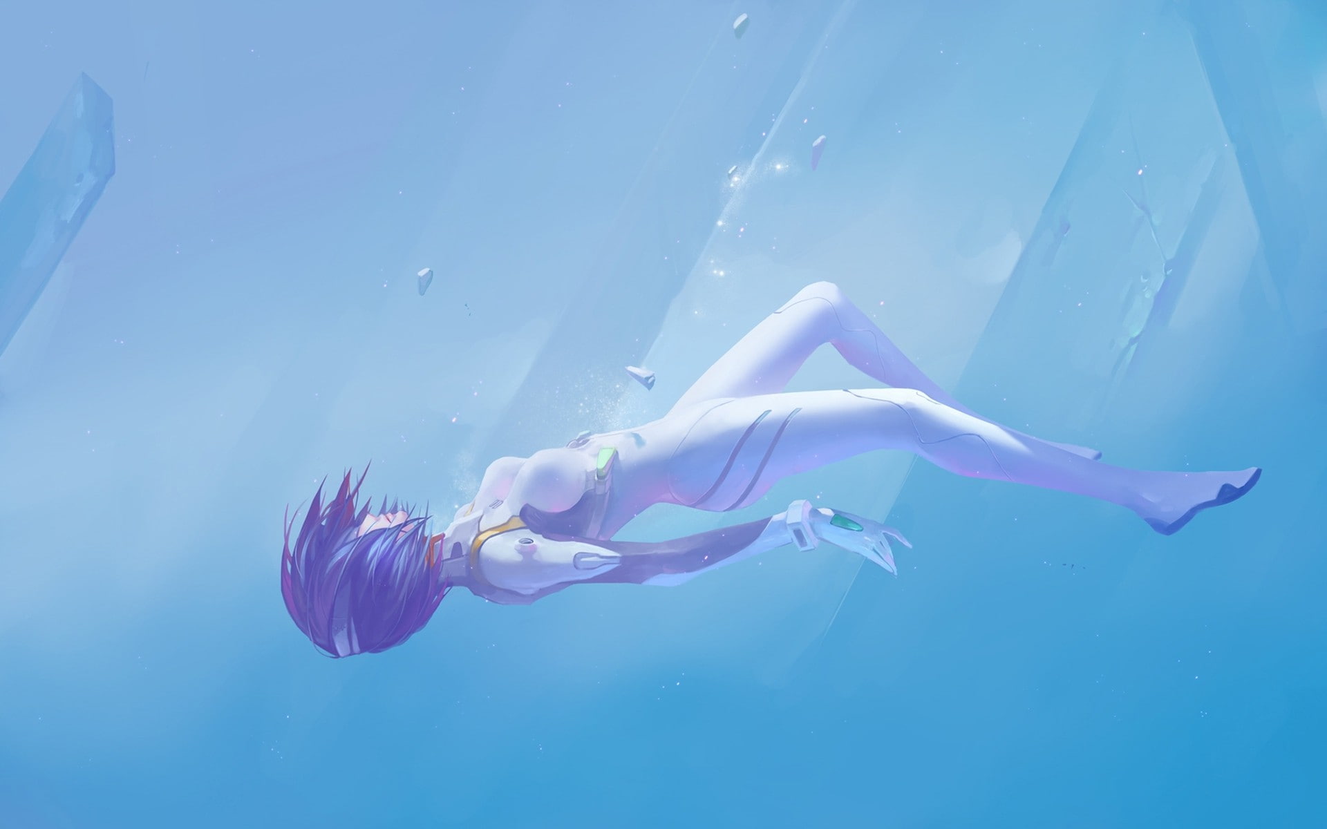 1080P, anime, anime girls, underwater, Neon Genesis Evangelion, Ayanami Rei, plugsuit, manga, artwork, HD Wallpaper