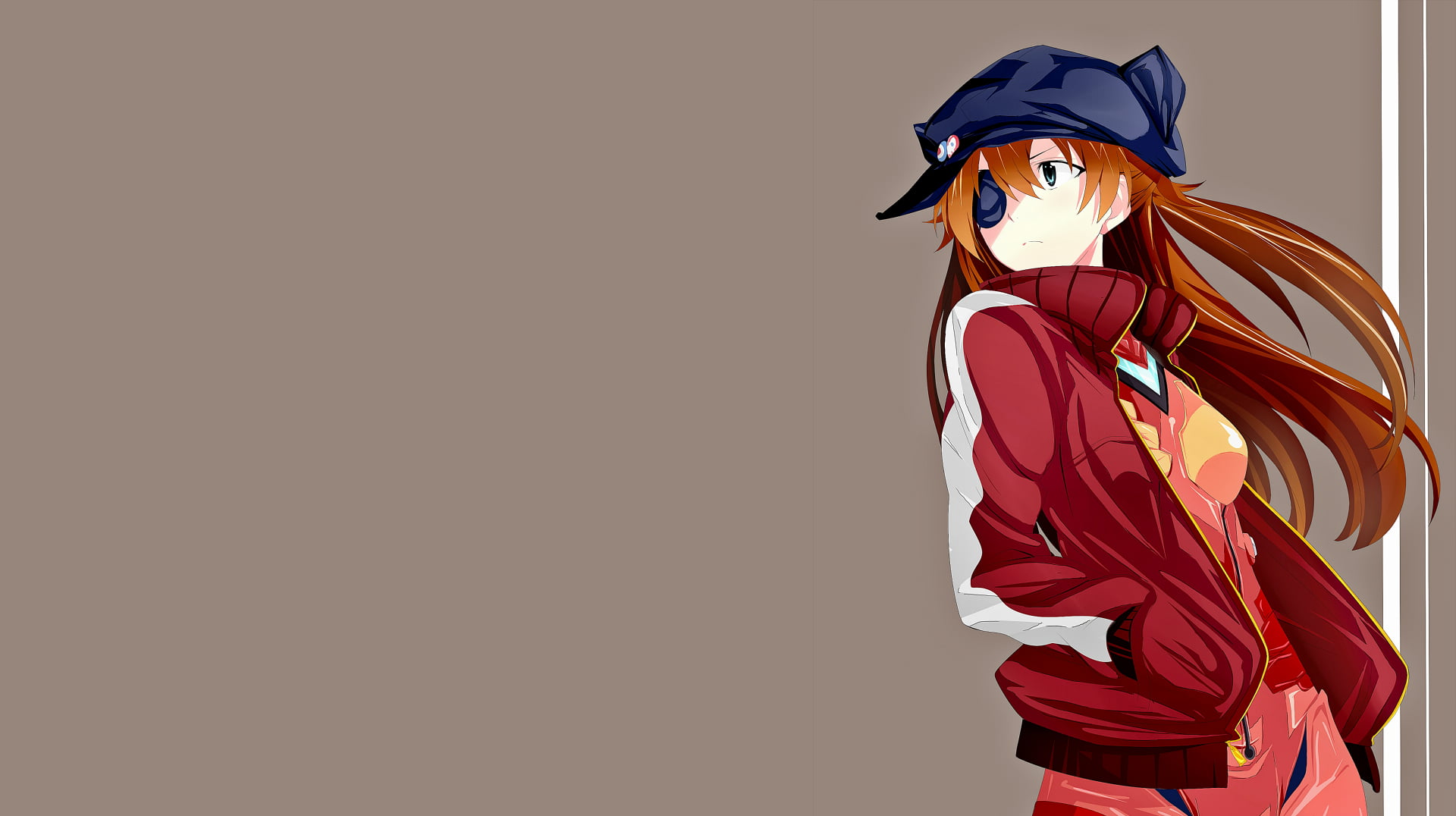 red jackets, redhead, plugsuit, 1080P, Neon Genesis Evangelion, eye patch, anime girls, Asuka Langley Shikinami, HD Wallpaper