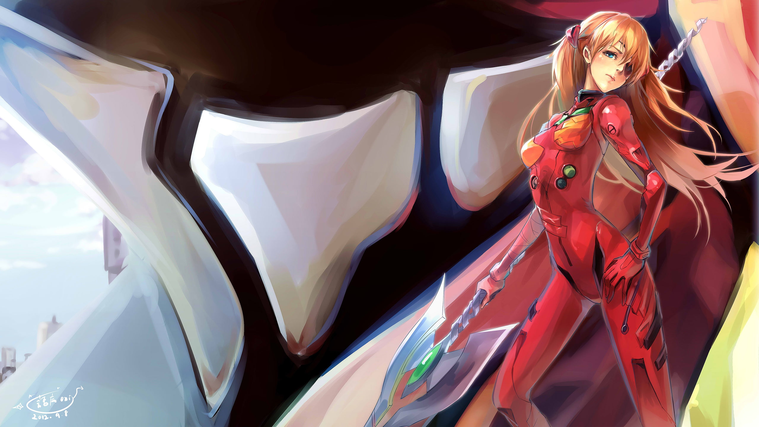 brown, drawing, plugsuit, cartoon/comic, hd, haired, anime, female, 2K, evangelion, character, neon, genesis, HD Wallpaper