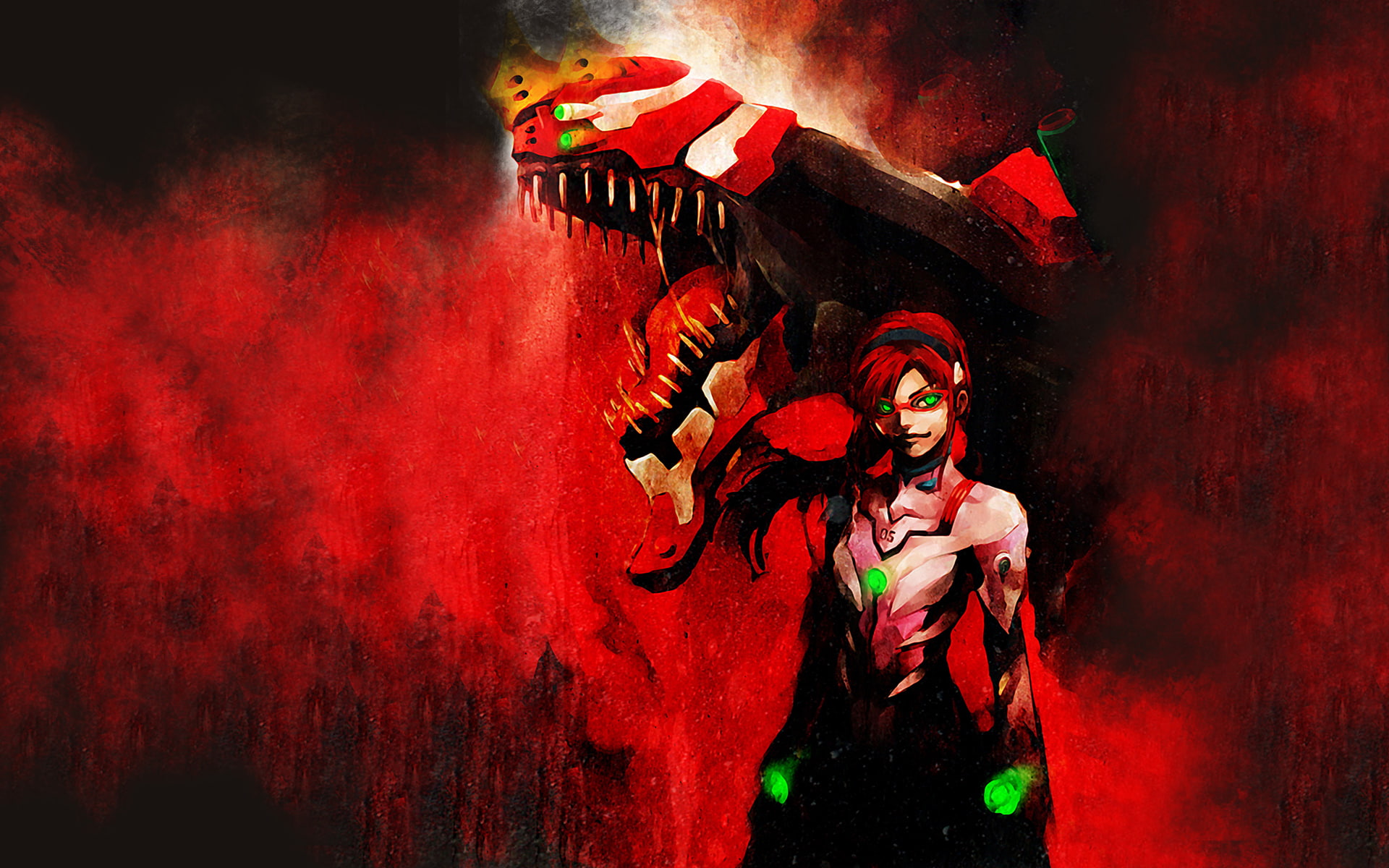 genesis, 1080P, character, neon, drawing, plugsuit, hd, red, anime, cartoon/comic, evangelion, HD Wallpaper