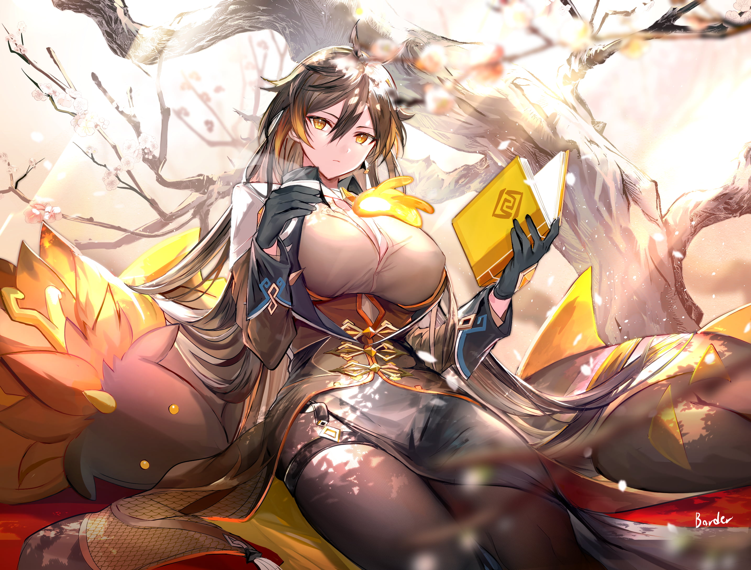 Genshin Impact, 2D, 2K, Pixiv, Zhongli (Genshin Impact), anime games, HD Wallpaper