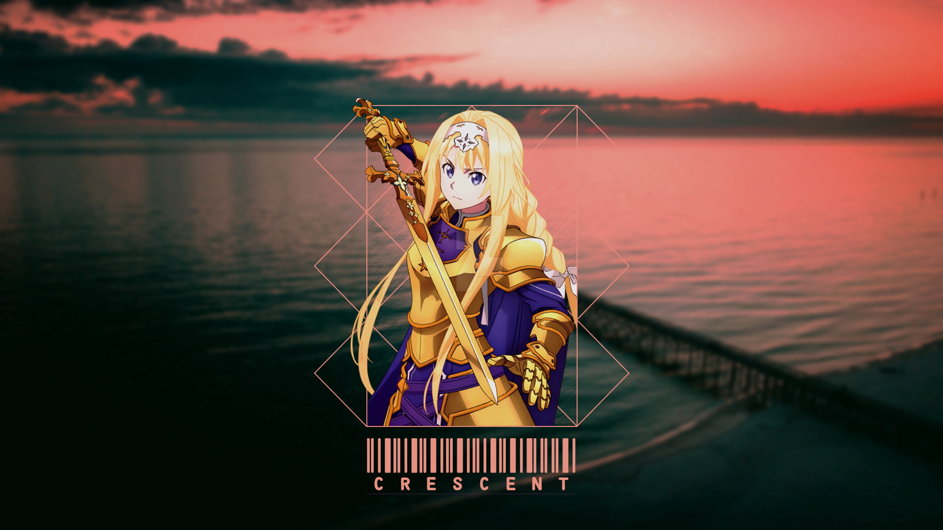blonde, sword, 1080P, picture-in-picture, Sword Art Online Alicization, Alice, anime girls, anime, HD Wallpaper