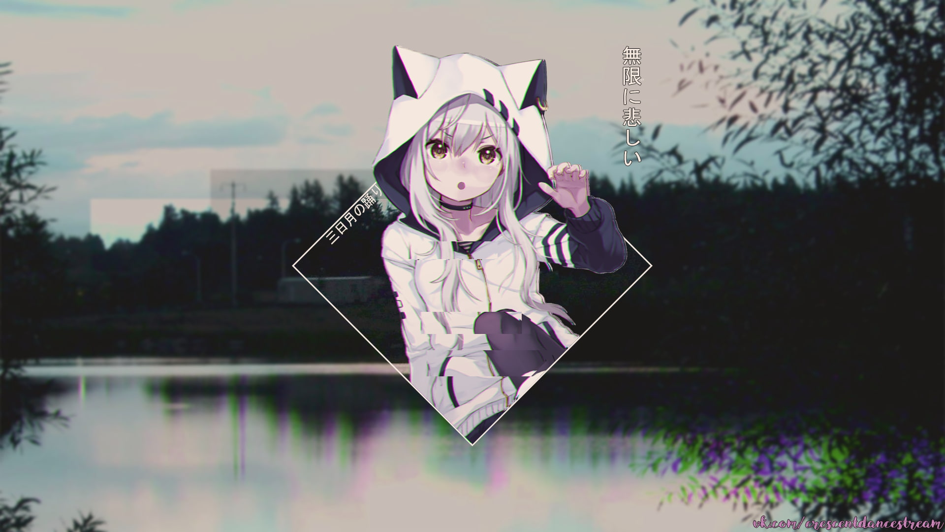 anime girls, anime vectors, 1080P, blurred, picture-in-picture, HD Wallpaper