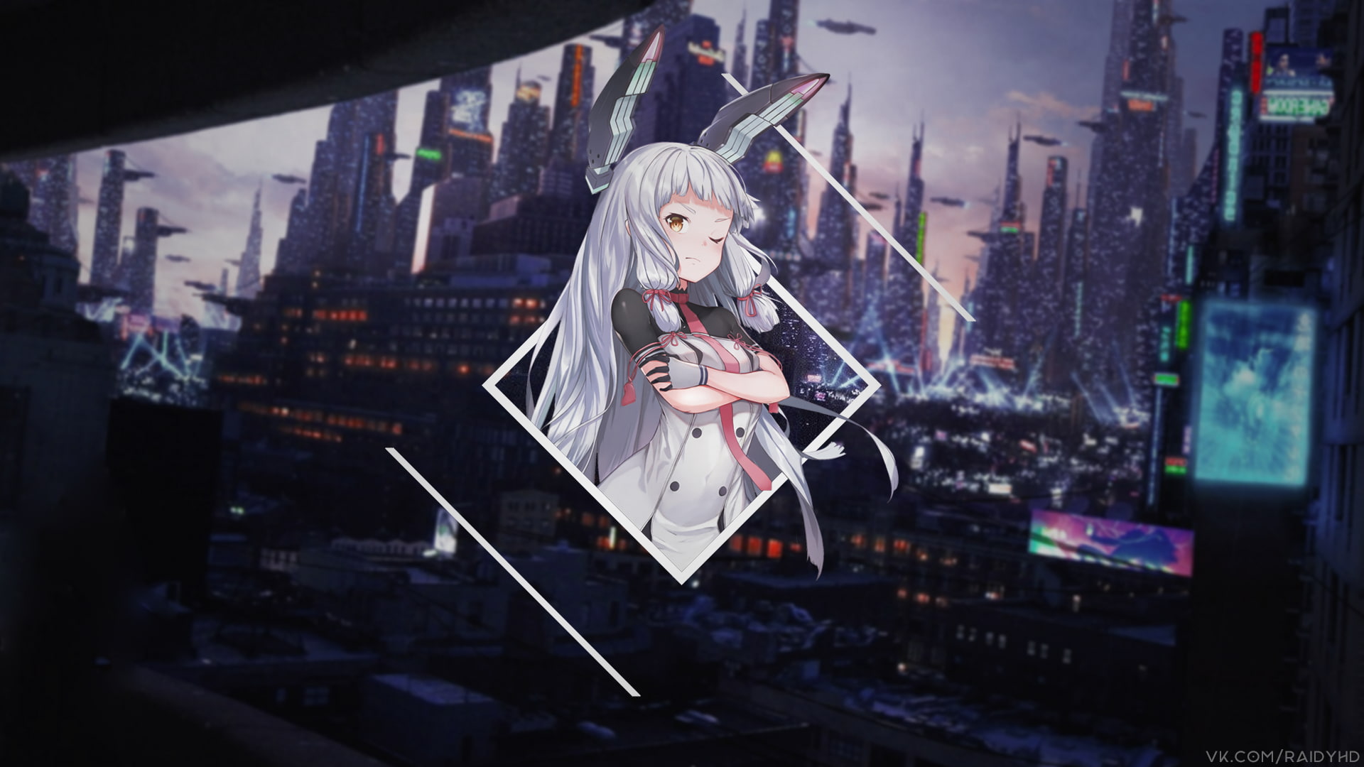 anime girls, 1080P, picture-in-picture, anime, HD Wallpaper