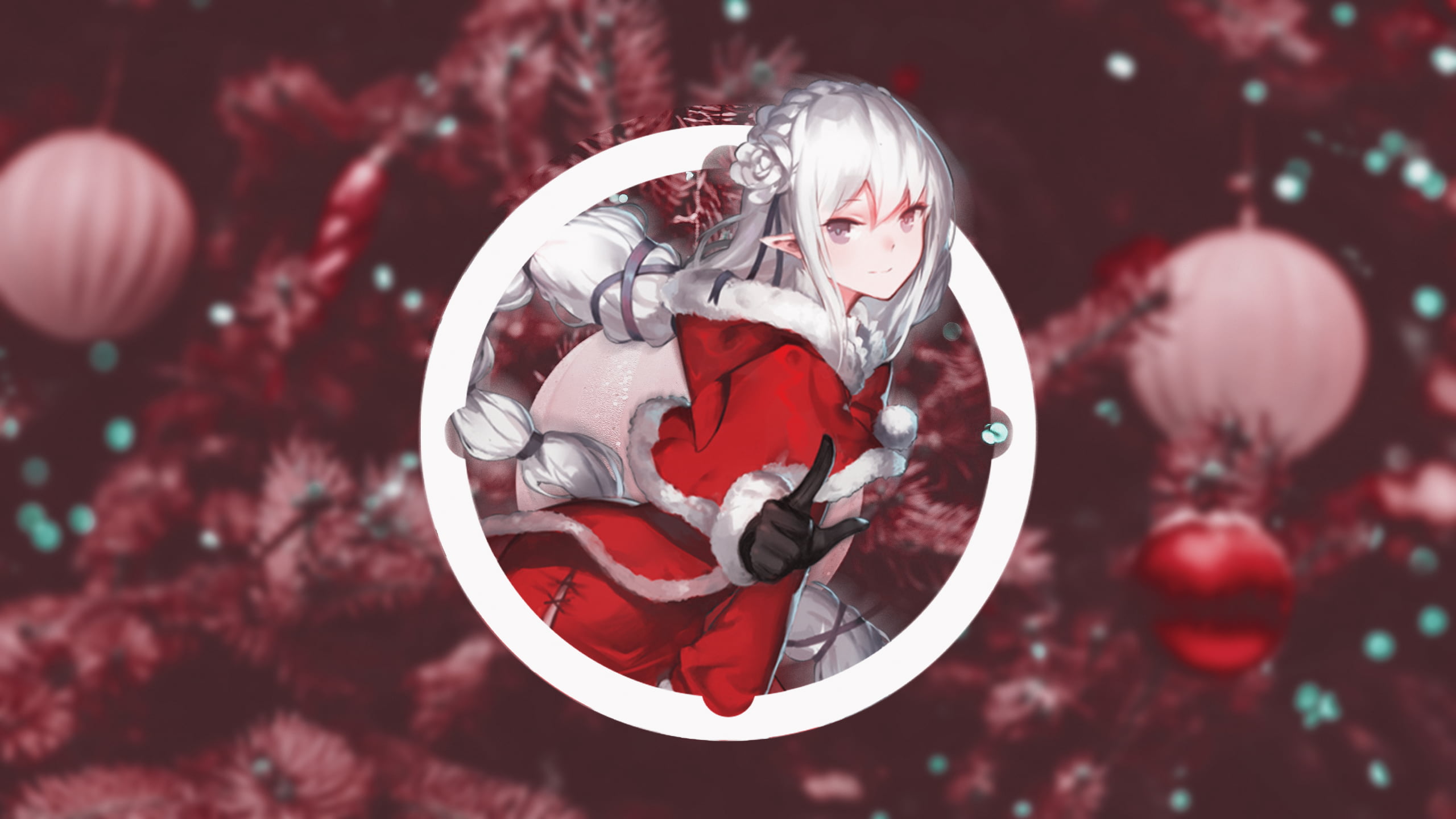 Christmas, piture in picture, 2K, anime girls, HD Wallpaper