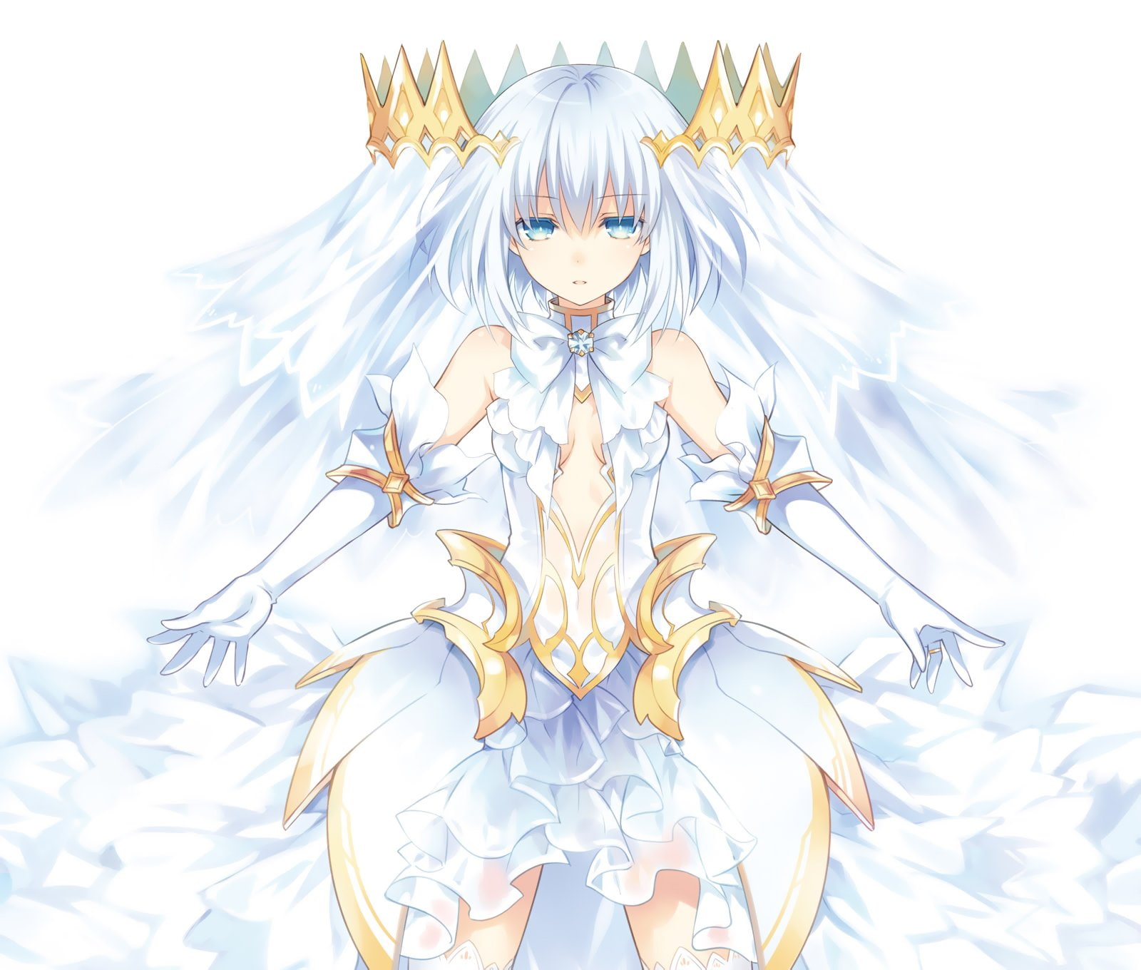 720P, dress, live, attire, origami, tsunako, elbow, gloves, crown, tobiichi, wedding, date, hair, short, HD Wallpaper