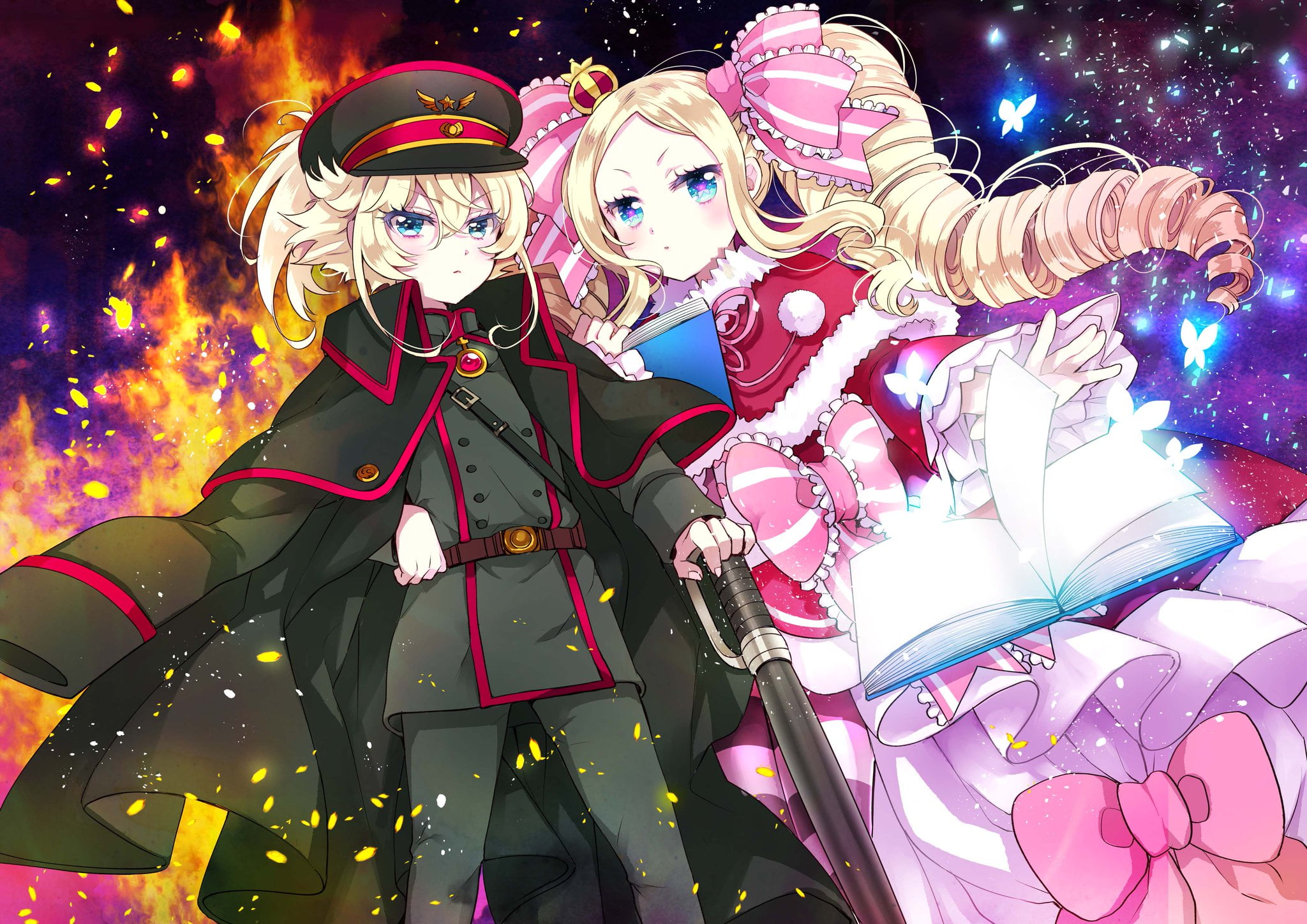 crossover, 1080P, anime girls, Tanya Degurechaff, Youjo Senki, Isekai Quartet, Beatrice (Re: Zero), Re:Zero Kara Hajimeru Isekai Seikatsu, HD Wallpaper