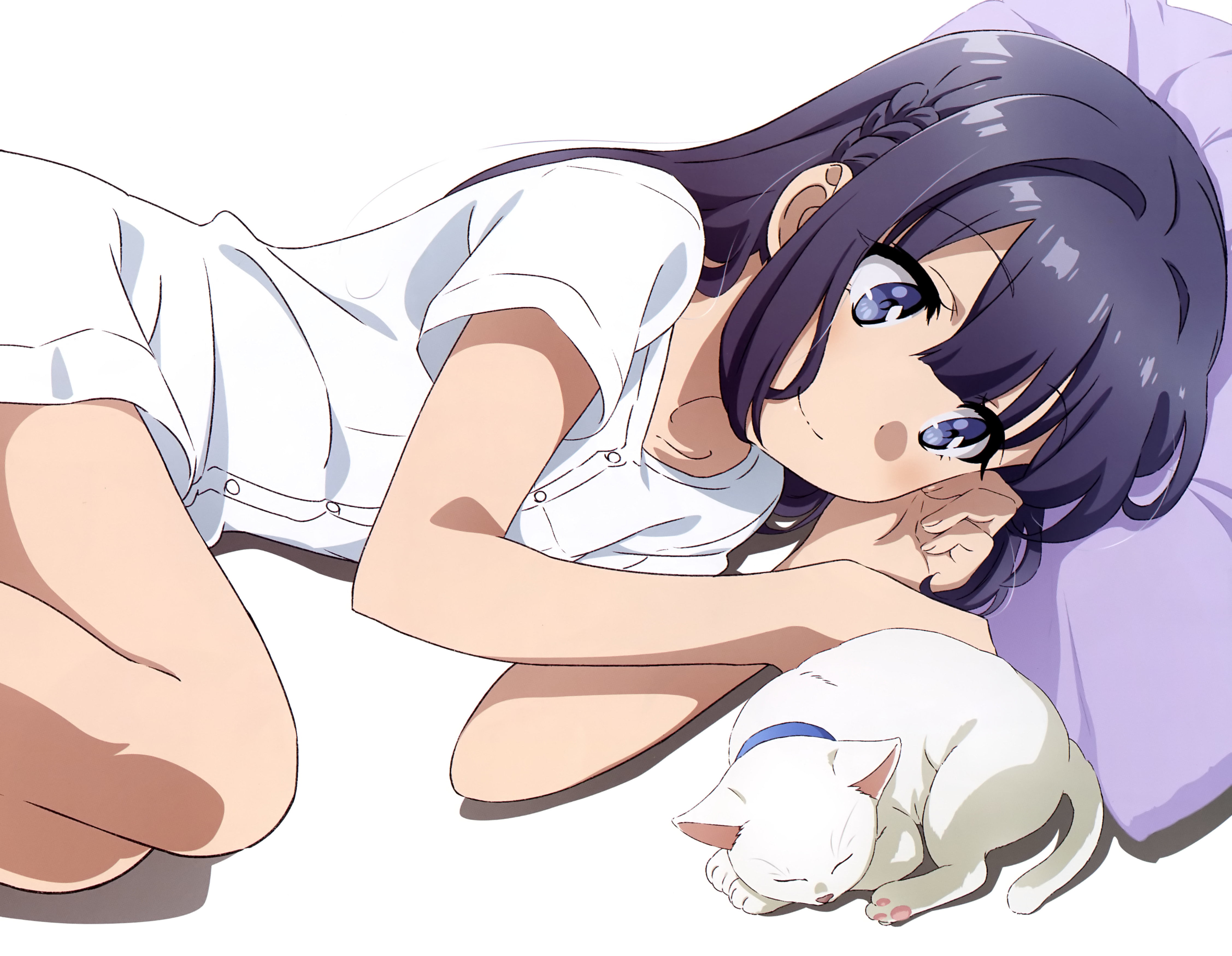 Anime, Cat, Shoko Makinohara, Seishun Buta Yarou wa Bunny Girl Senpai no Yume wo Minai, 4K, HD Wallpaper