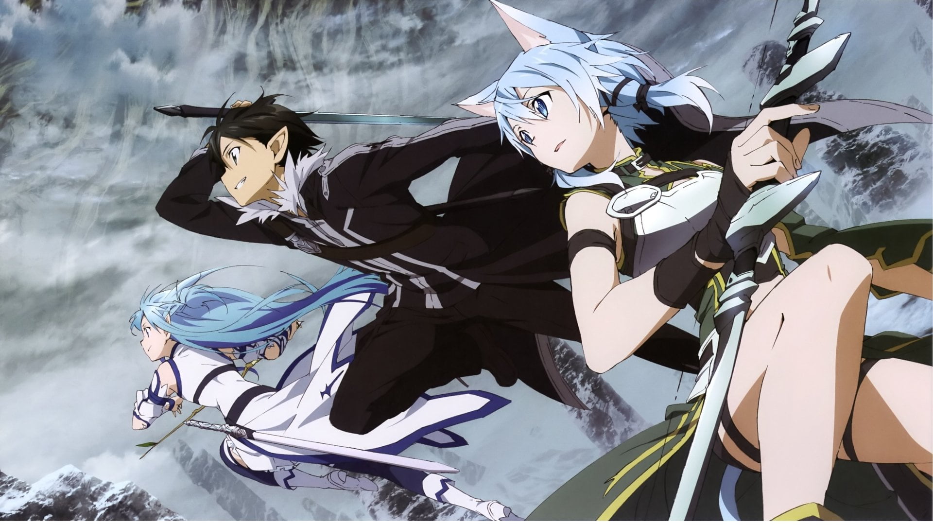 Sword Art Online, Sword Art Online II, mode of transportation, animal wildlife, Kirito (Sword Art Online), group of animals, group of people, sunlight, HD Wallpaper