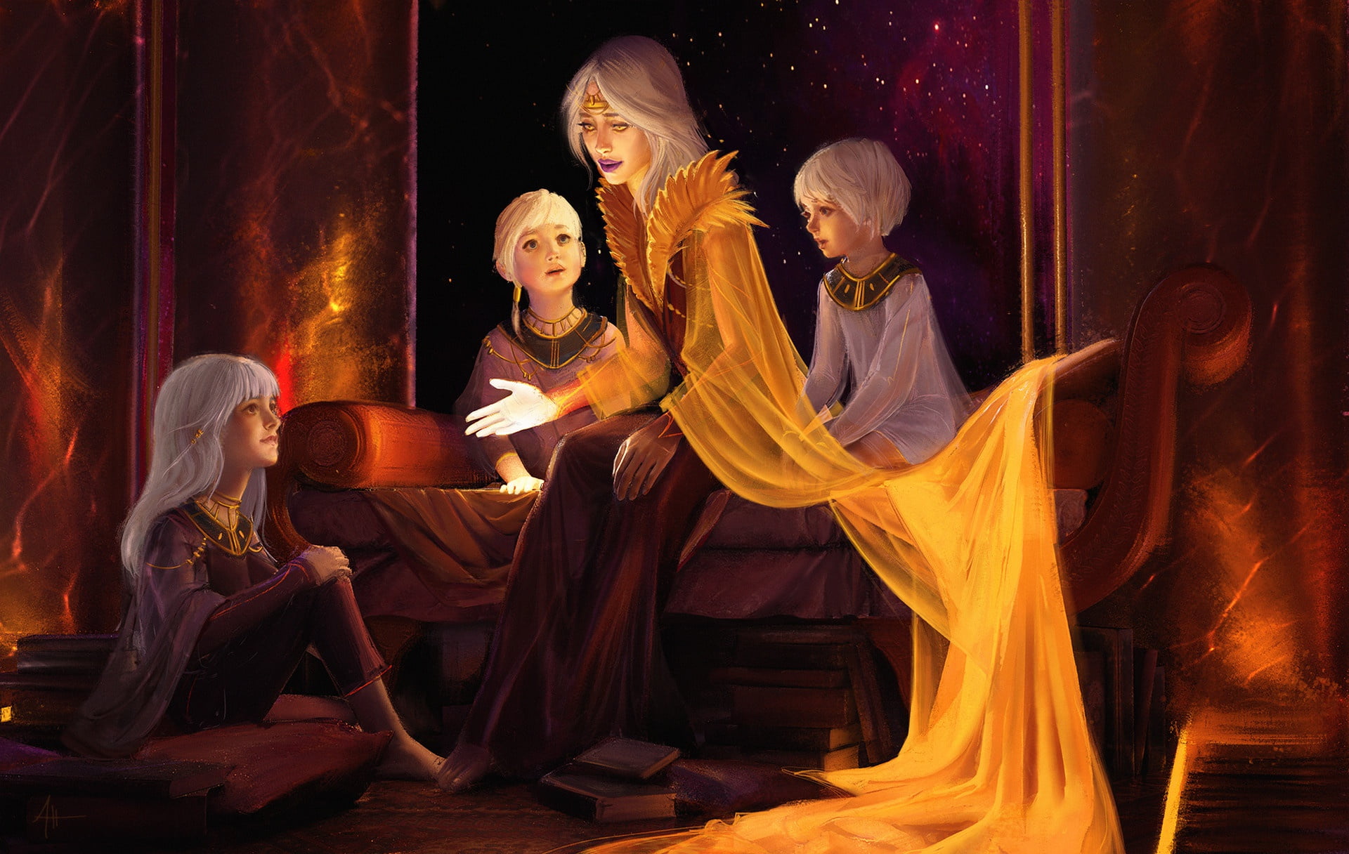 1080P, skazkas, books, art, children, Storyteller, Alexandra Hodgson, the evening, Illustrator, mom, HD Wallpaper