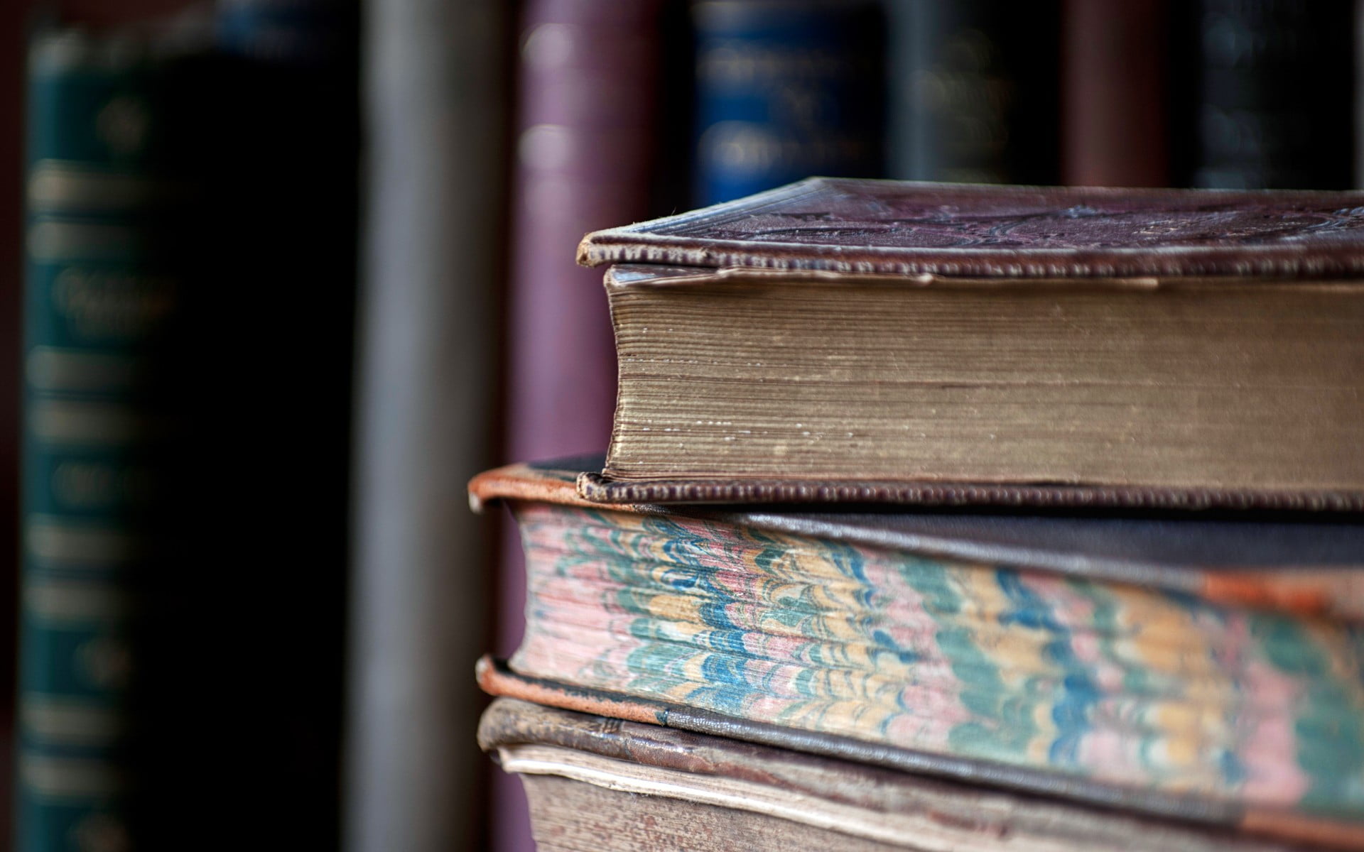 learning, literature, bookshelf, expertise, indoors, antique, day, close-up, still life, wood - material, education, publication, 1080P, depth of field, HD Wallpaper