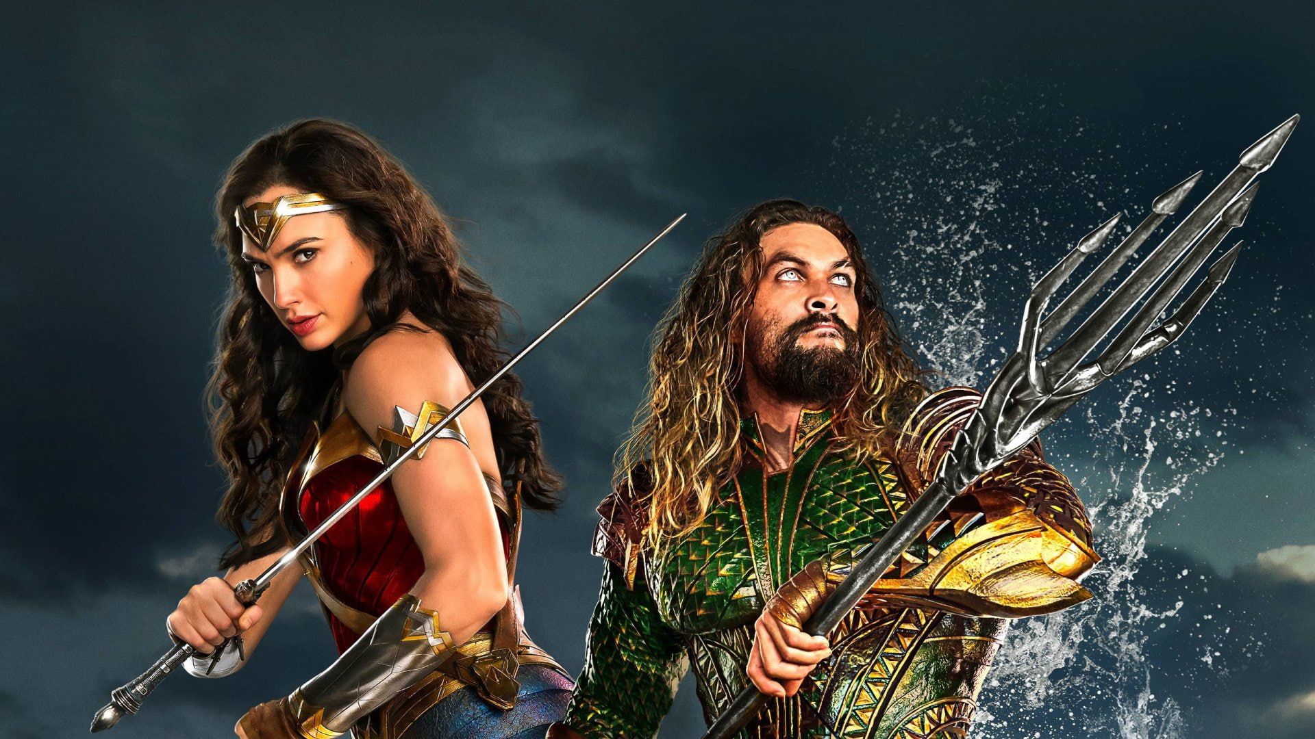 DC Comics, Wonder Woman, 1080P, Justice League (2017), Jason Momoa, Gal Gadot, Movie, Aquaman, HD Wallpaper