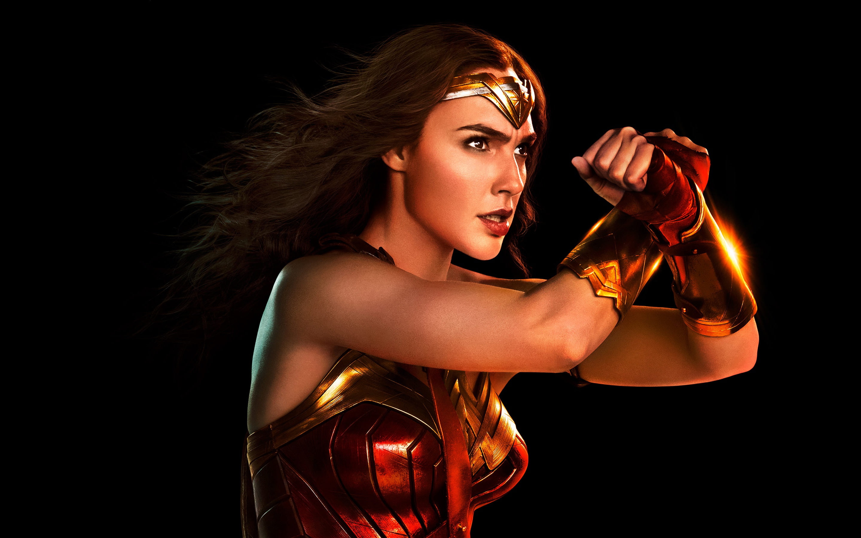 DC Comics, fiction, 2K, Justice League, poster, Diana, Wonder Woman, black background, comic, Gal Gadot, HD Wallpaper