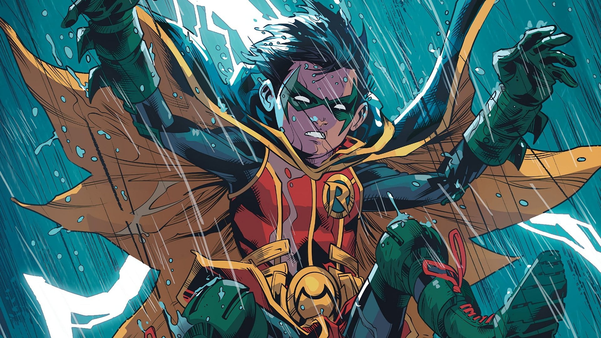 low angle view, 1080P, multi colored, Damian Wayne, three quarter length, Robin (DC Comics), sunglasses, people, nature, art and craft, graffiti, lifestyles, HD Wallpaper