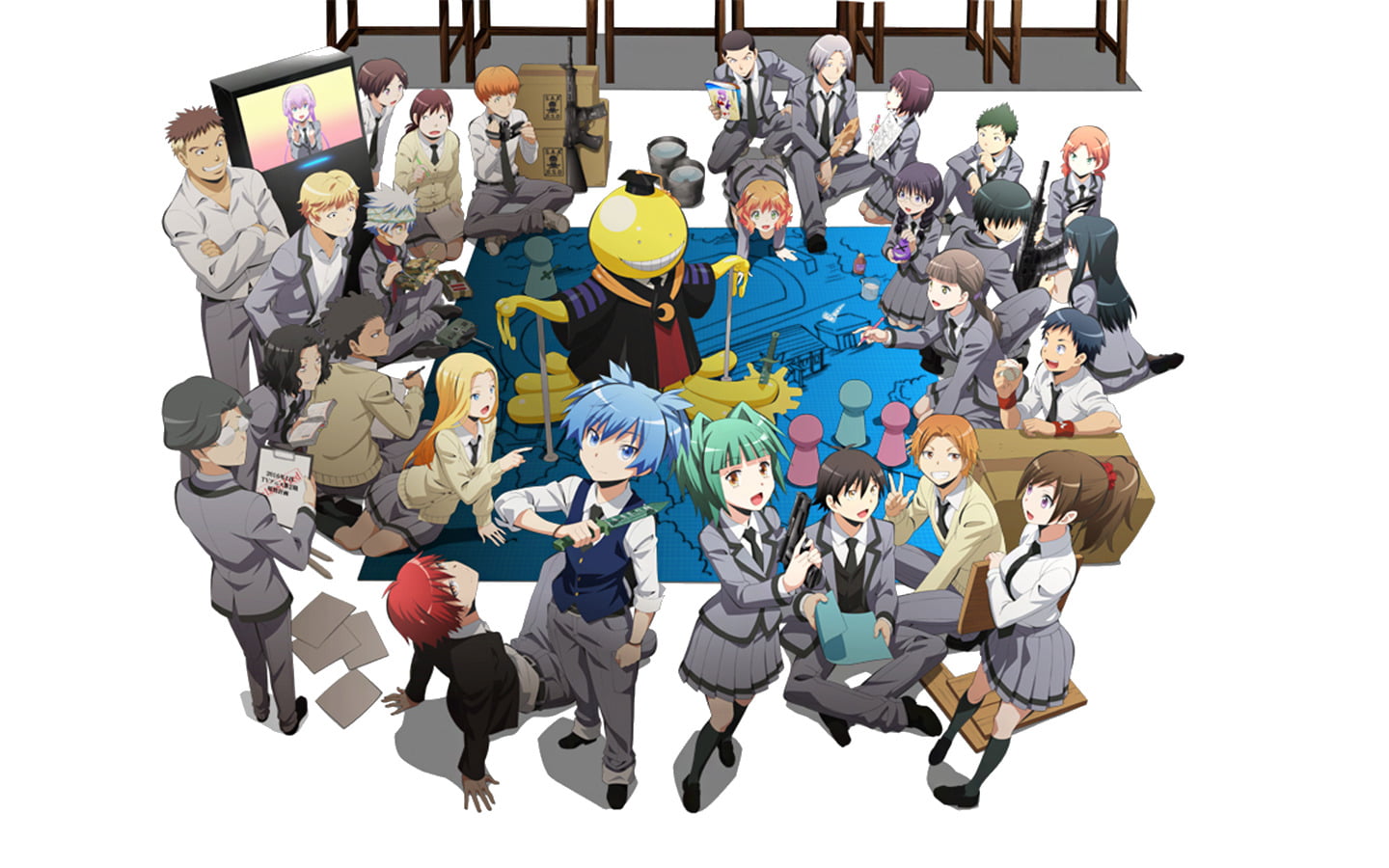 Hinata Okano, connection, togetherness, technology, holding, Sumire Hara, large group of people, Kōki Mimura, Kōtarō Takebayashi, 720P, Koro-sensei, Rio Nakamura, HD Wallpaper