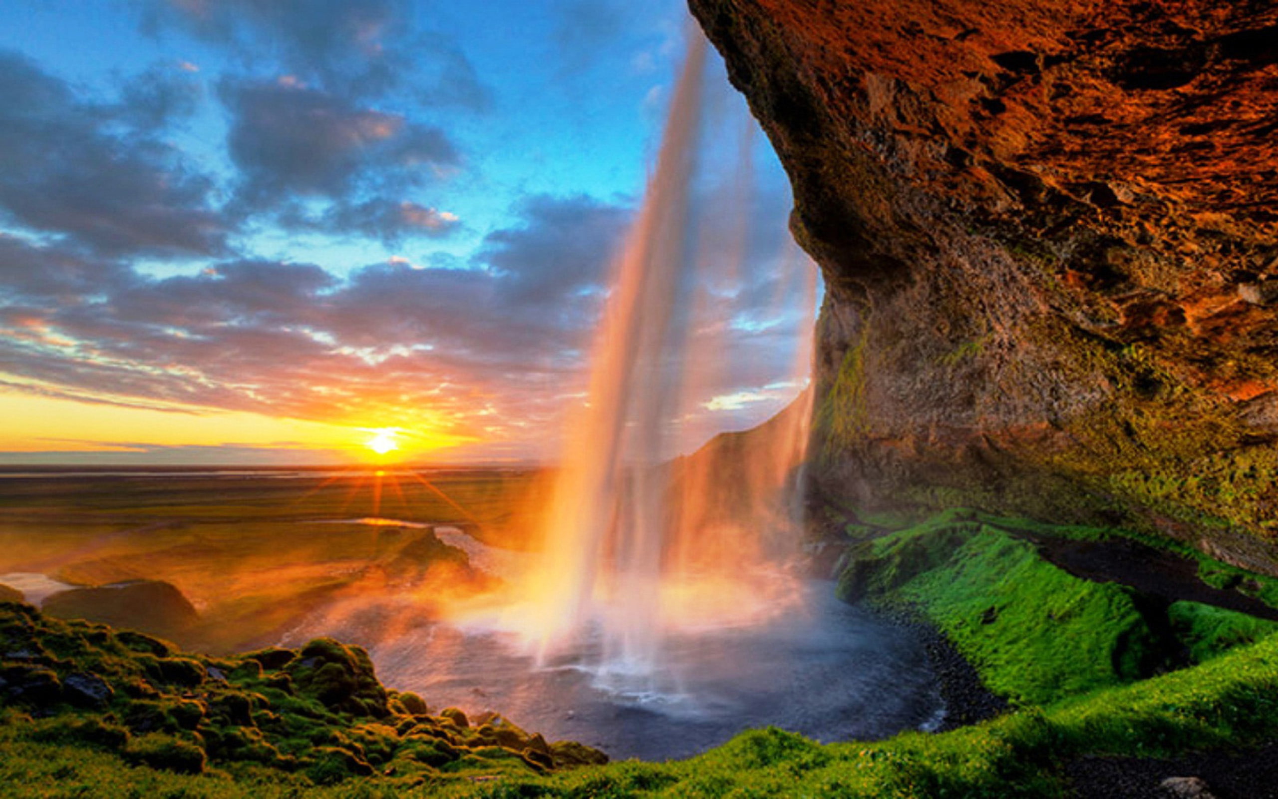 backgrounds, m, high, desktop, 2K, waterfalls, one, seljalandsfoss, famous, iceland, HD Wallpaper