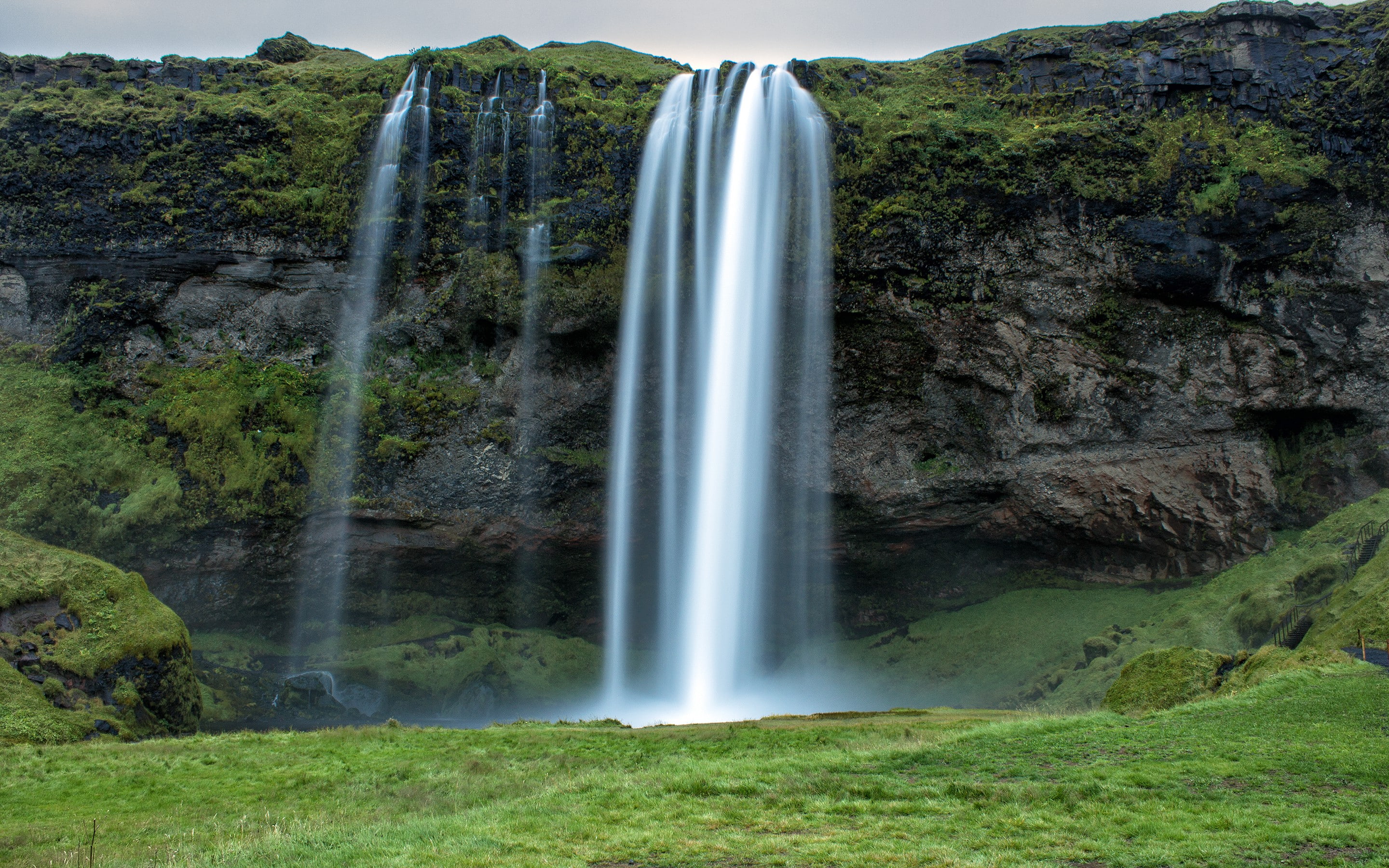 rock, Seljalandsfoss Waterfall, waterfall, 2K, flow, Seljalandsfoss, Iceland, HD Wallpaper